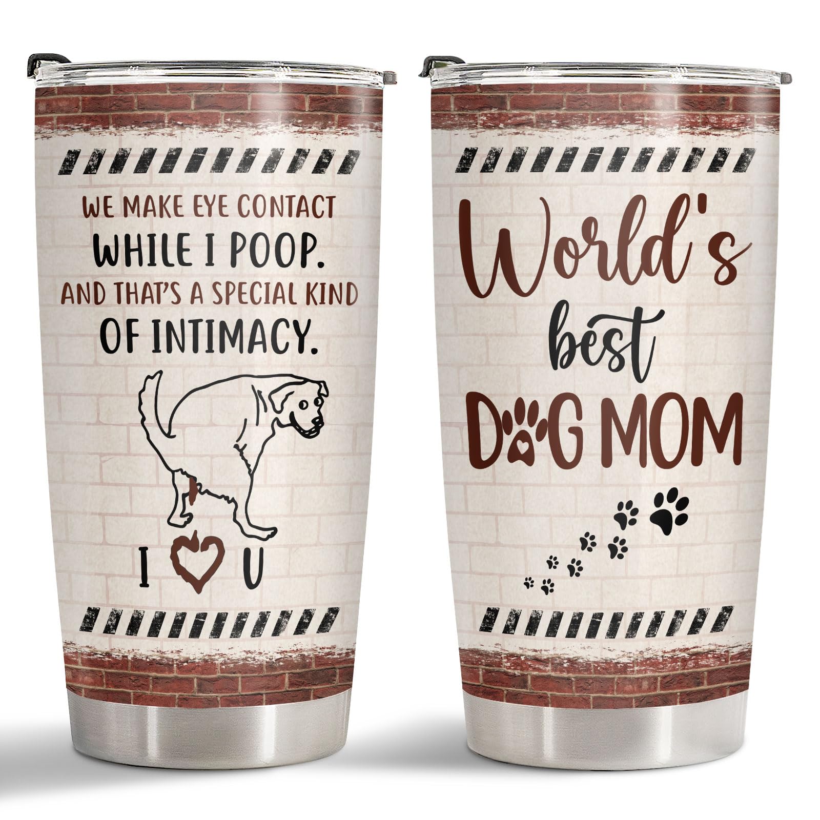 34Hd Christmas Gifts For Dog Mom, Funny Dog Mom Tumbler With Lid 20Oz Stainless Steel, World'S Best Dog Mom Coffee Mug, Dog Mom