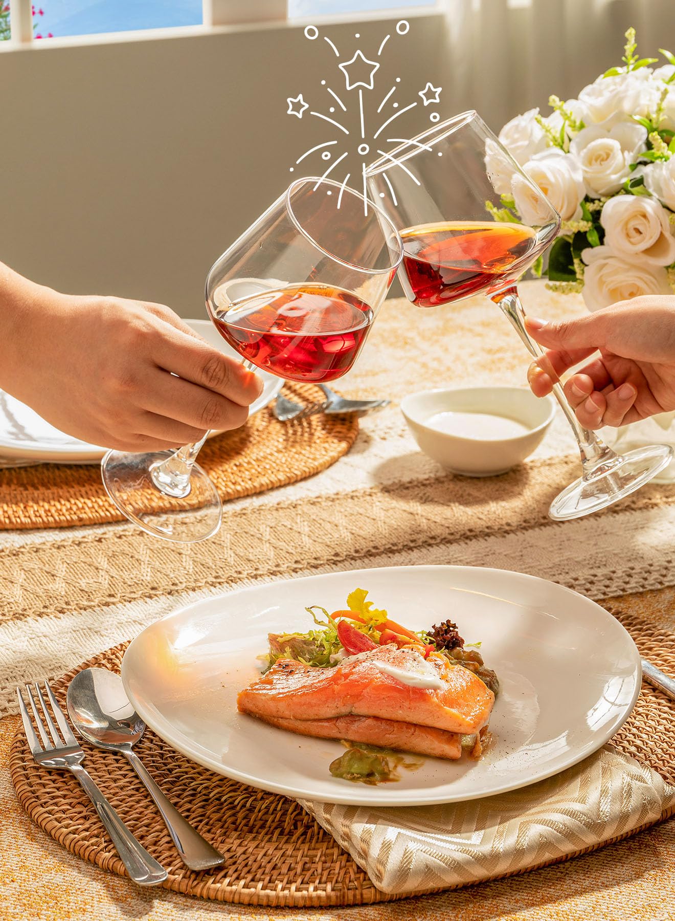 Sweese Porcelain 11 Inch Dinner Plates Set Of 6 - White Dinner Plates - Dishwasher, Microwave, Oven Safe, Scratch Resistant