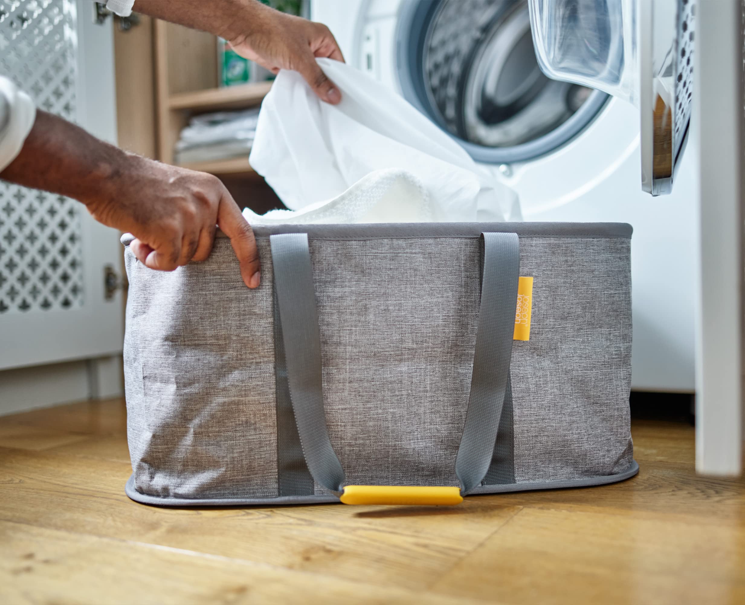 Joseph Joseph Hold-All - Collapsible Folding 35L Washing Laundry Basket Bag, Durable Fabric, Moisture Resistant, Grey