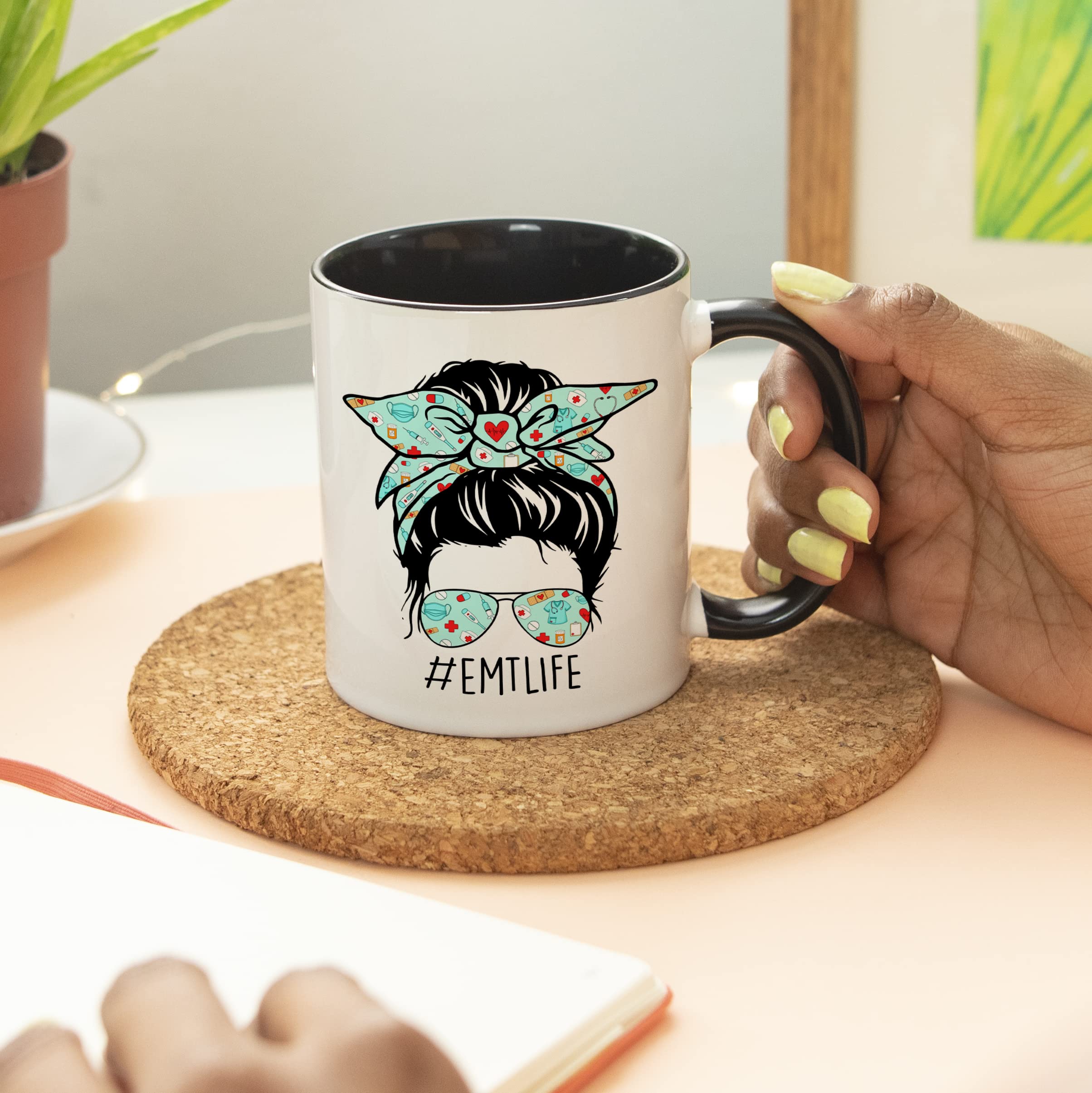 YouNique Designs EMT Mug, 11 Ounces, Funny EMS Coffee Mug for Women, EMT Graduation Cup, EMT First Responder Mug, EMT Coffee Cup