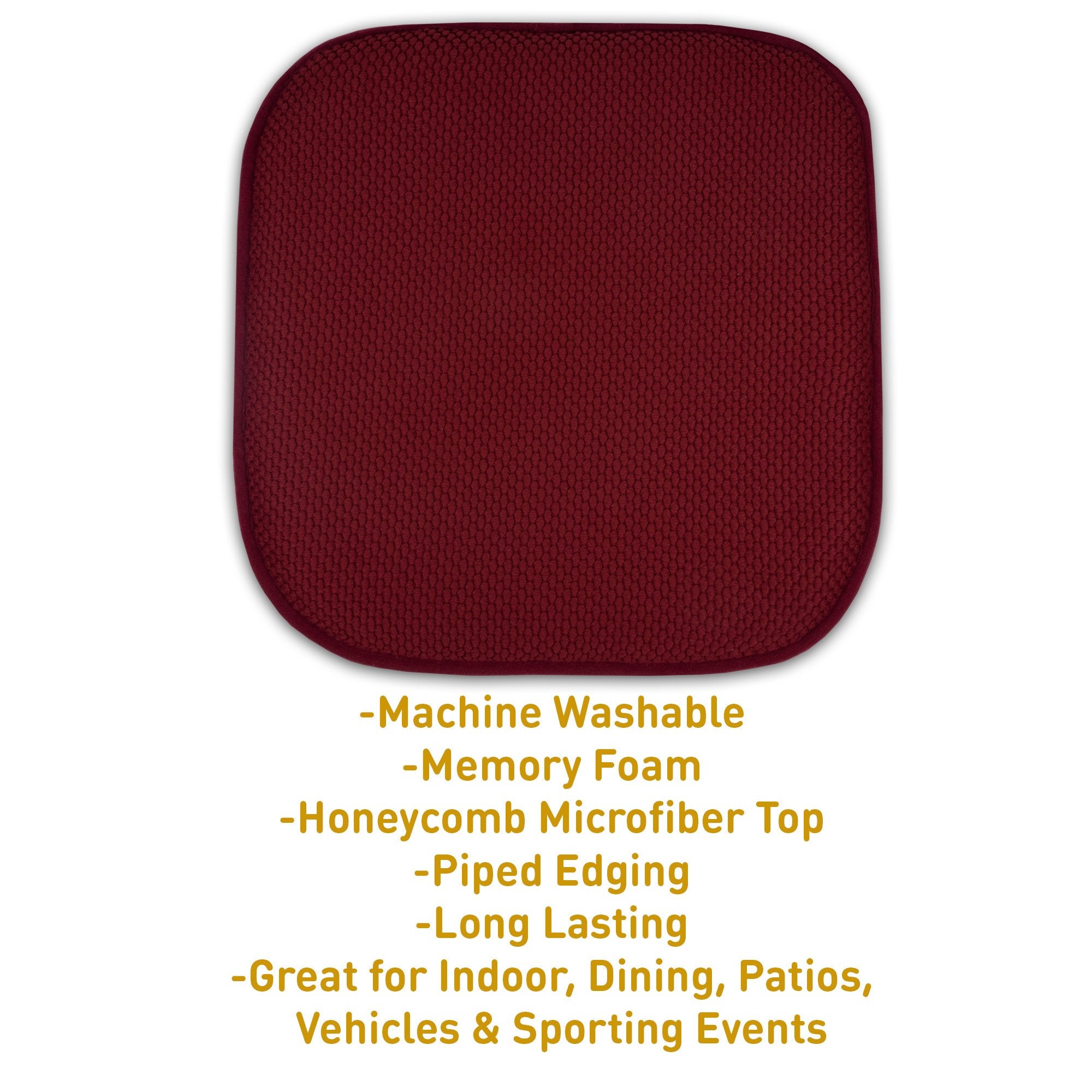 4 Pack Memory Foam Honeycomb Nonslip Back 16'' X16'' Chair/Seat Cushion Pad