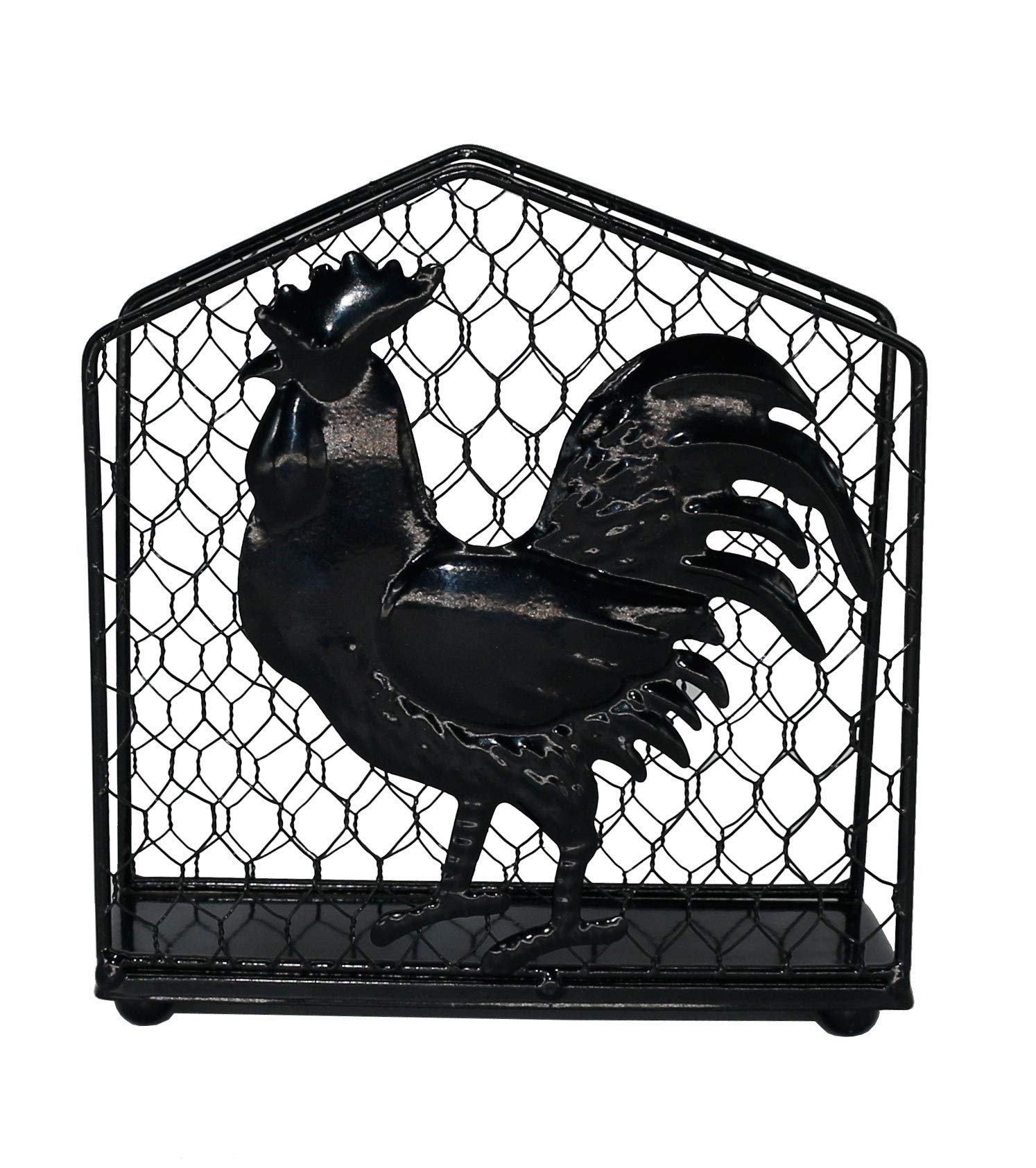 Metal Rooster Design Tabletop Napkin Holder/Freestanding Tissue Dispenser,Rustic White