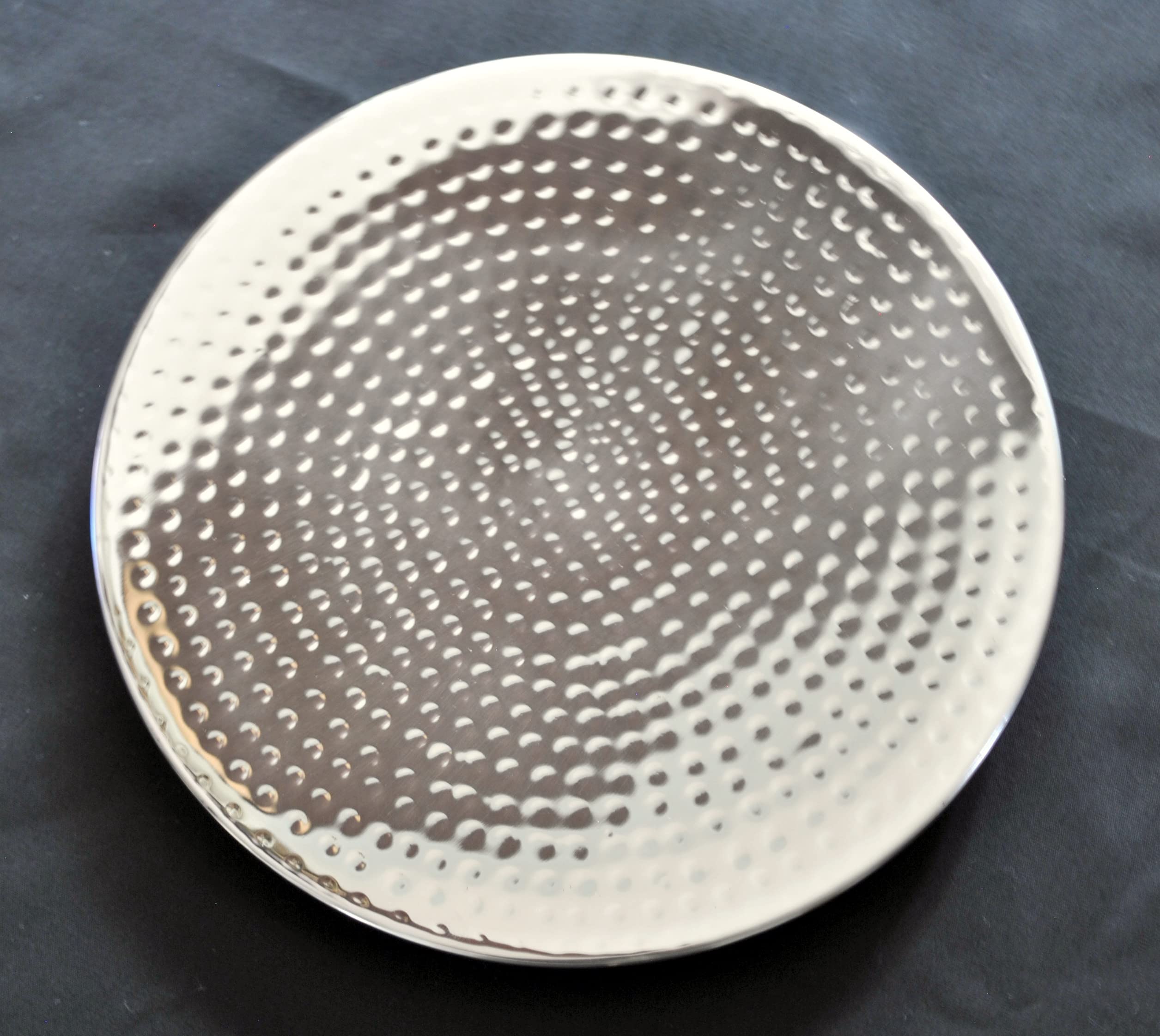 3Scompany Round Trivet - 8'' Diameter, 3/4'' Height - Stainless Steel Hand Hammered Dishwasher Safe Shiny With Ball Feet Rolled