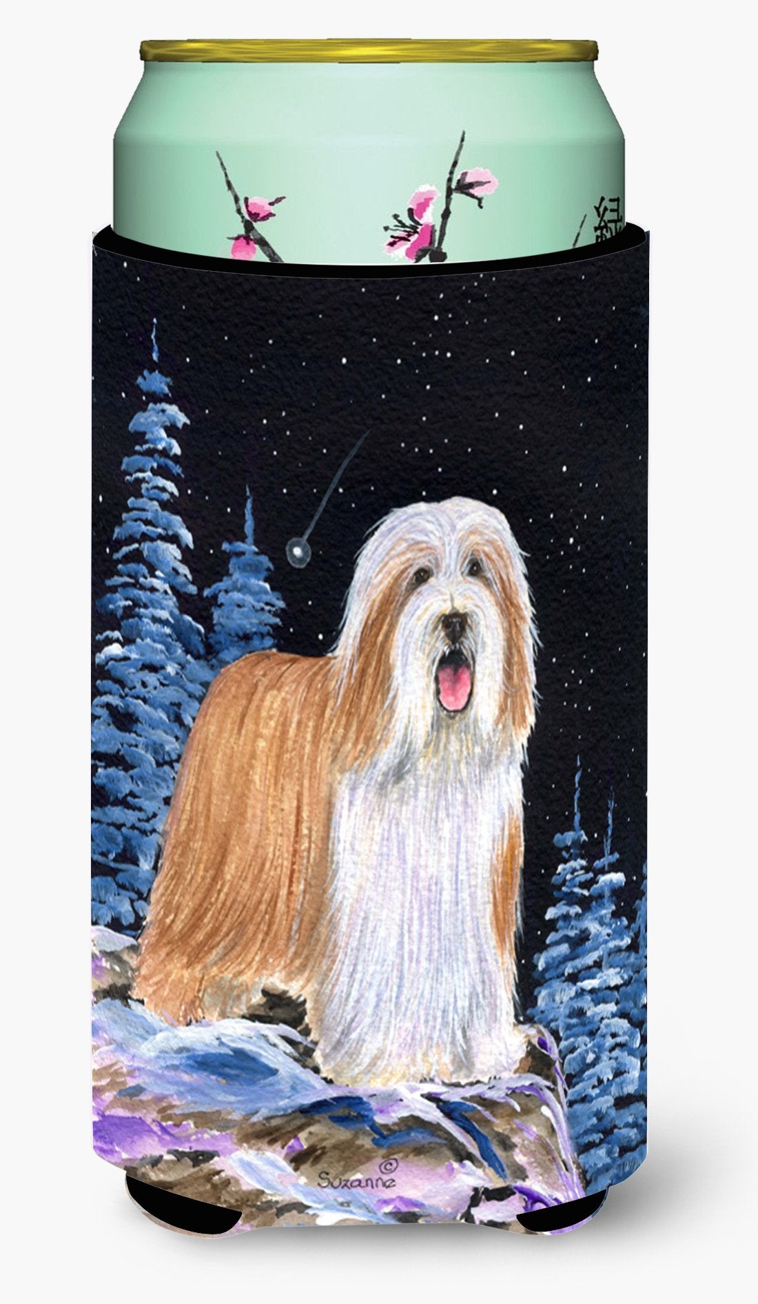 Starry Night Bearded Collie  Tall Boy Beverage Insulator Beverage Insulator Hugger