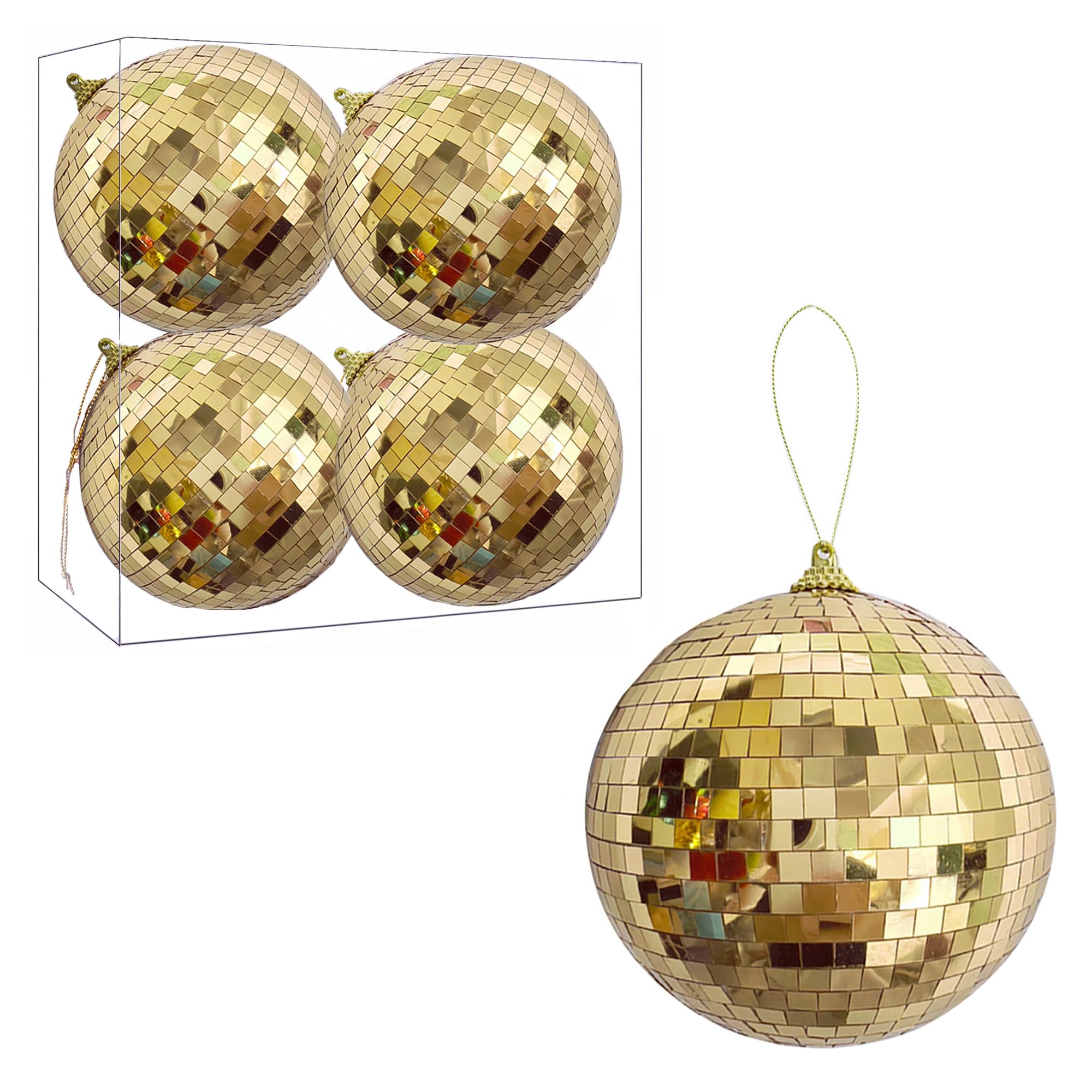 ZHANYIGY 4Pcs Christmas Balls Ornaments for Xmas Tree - Shatterproof Christmas Ball Xmas Tree Decorations Hanging Ball Gold PET 
