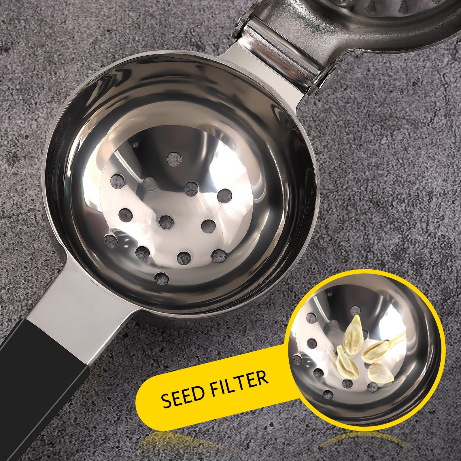 Lemon Squeezer, Sopito Stainless Steel Citrus Press Juicer Heavy Duty With Large Metal Squeezer Bowl For Seedless Juicing, Non-S