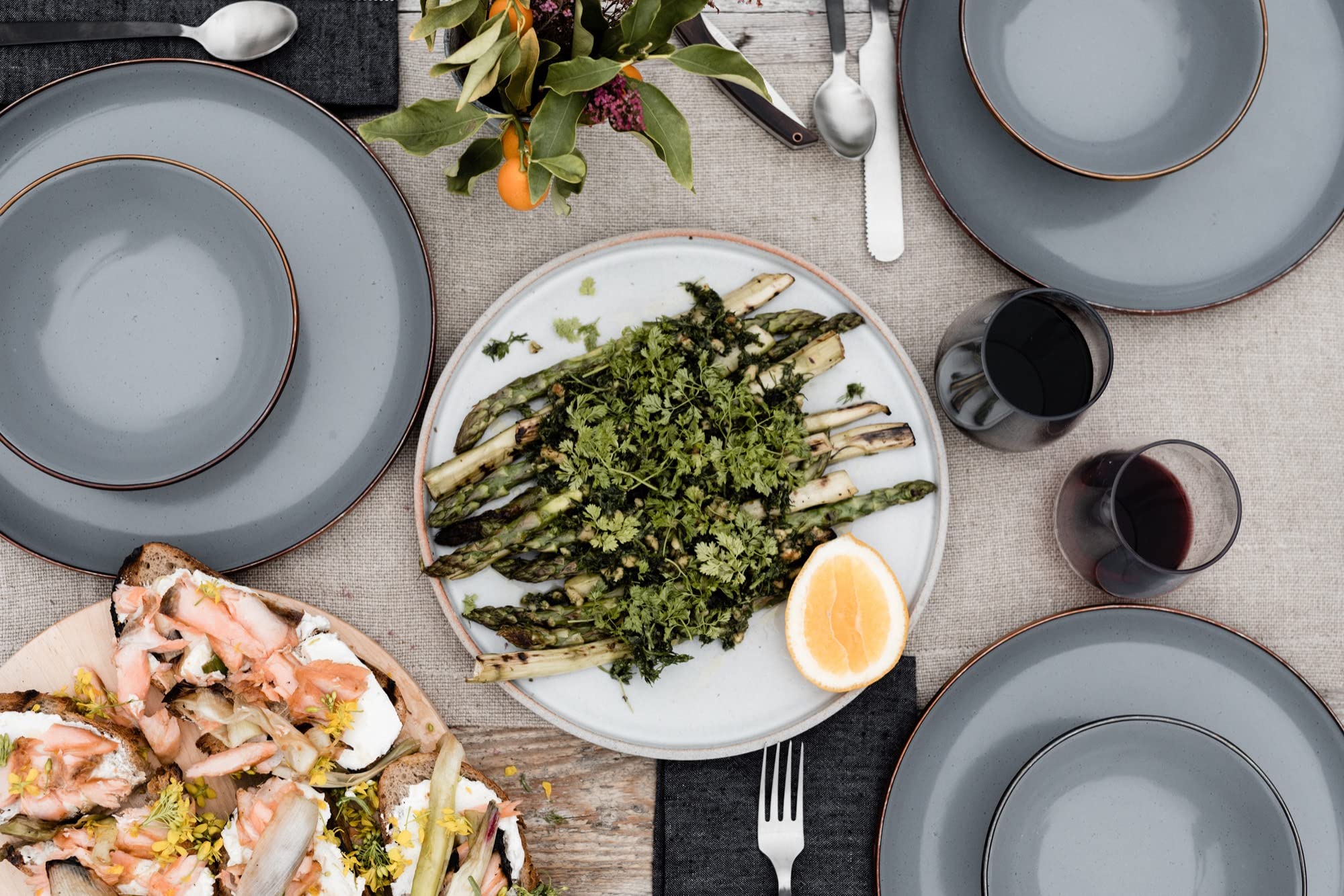Barebones Enamel Bowl Set - Dish Set Of 2 Bowls - Enamelware Set For Camping And Everyday Use (Slate Gray)