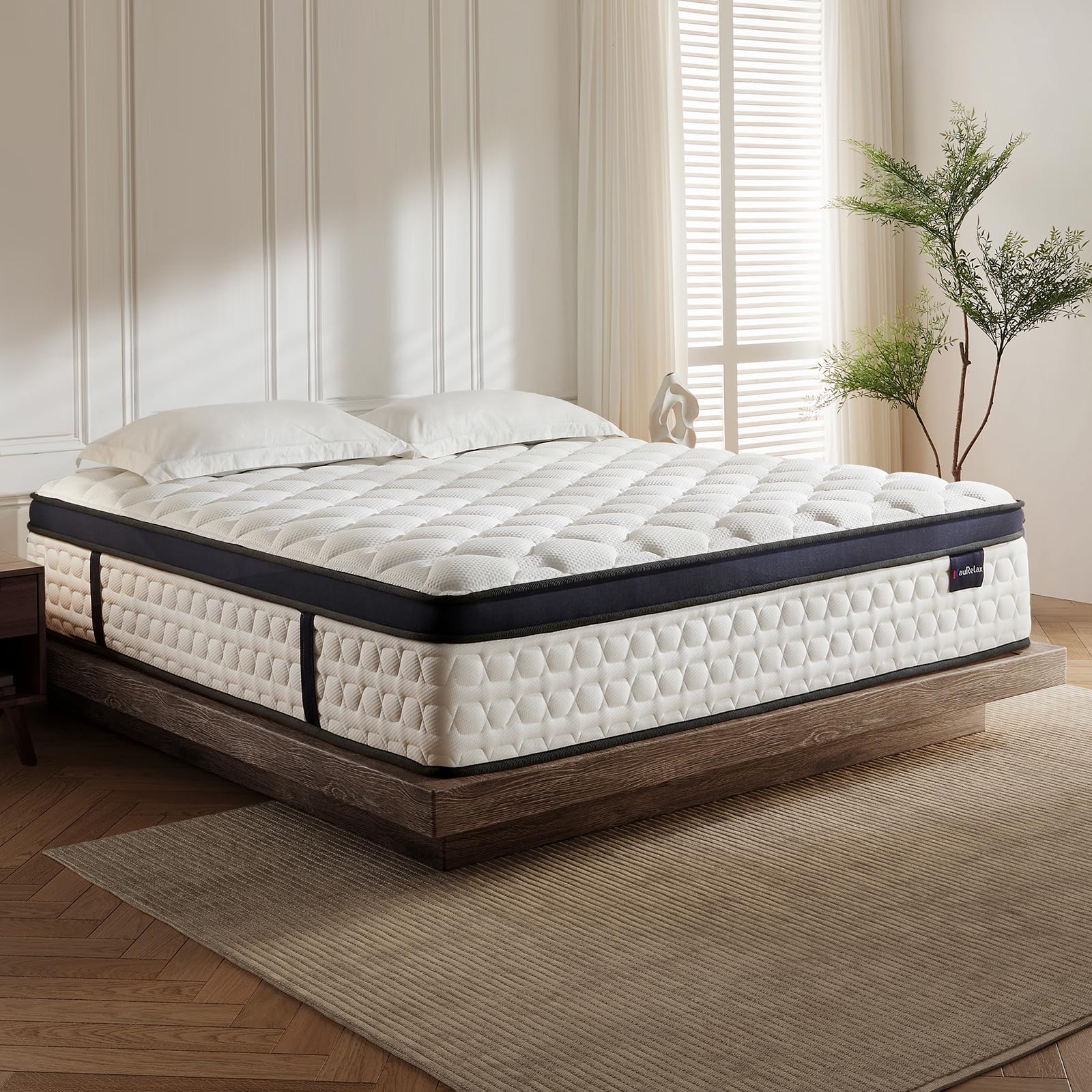 Kaurelax Queen Size Mattress,12 Inch Queen Mattress In A Box,Superior Hybrid Mattress With Gel Memory Foam Or Lumbar Support,100