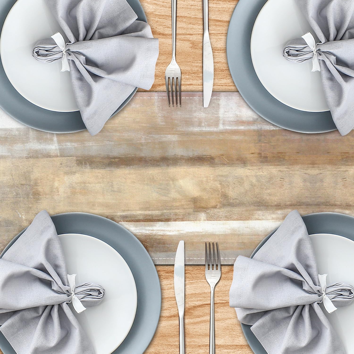 Brown Grey Table Runners Modern Art Farmhouse Linen Table Runners Dresser Scarves Retro Rustic Style for Party Kitchen Dining Ta