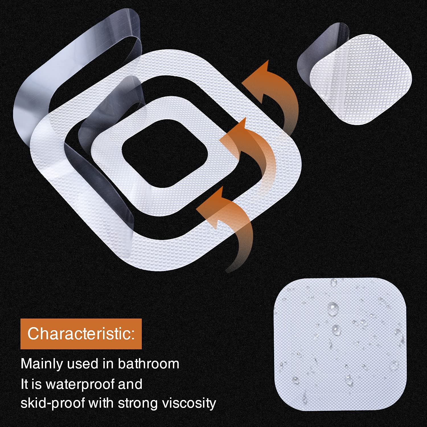 Secopad Non-Slip Bathtub Stickers, 36 Pcs Safety Bathroom Tubs Showers Treads Adhesive Decals Scraper