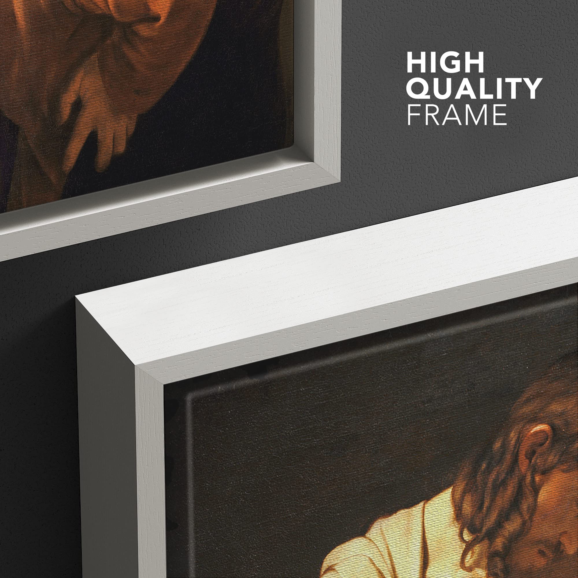 Wall26 - The Incredulity Of Saint Thomas By Caravaggio - Framed Canvas Print Wall Art Famous Painting Reproduction - 24''X36'' W