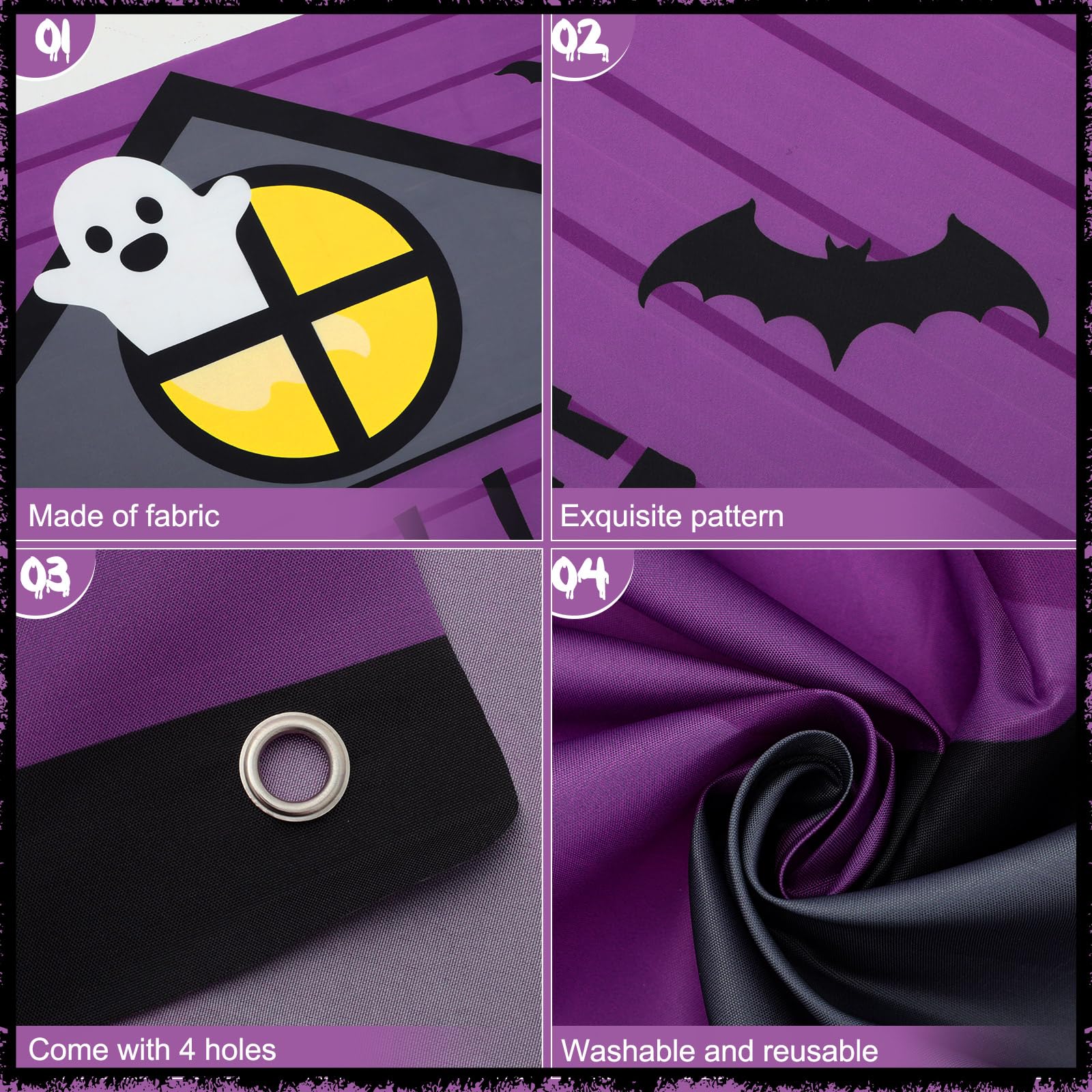 HunnmingRe 71 Inch 3 Pcs Halloween Ghost Style Door Banner Merry Wrap Xmas Cover for Classroom Home