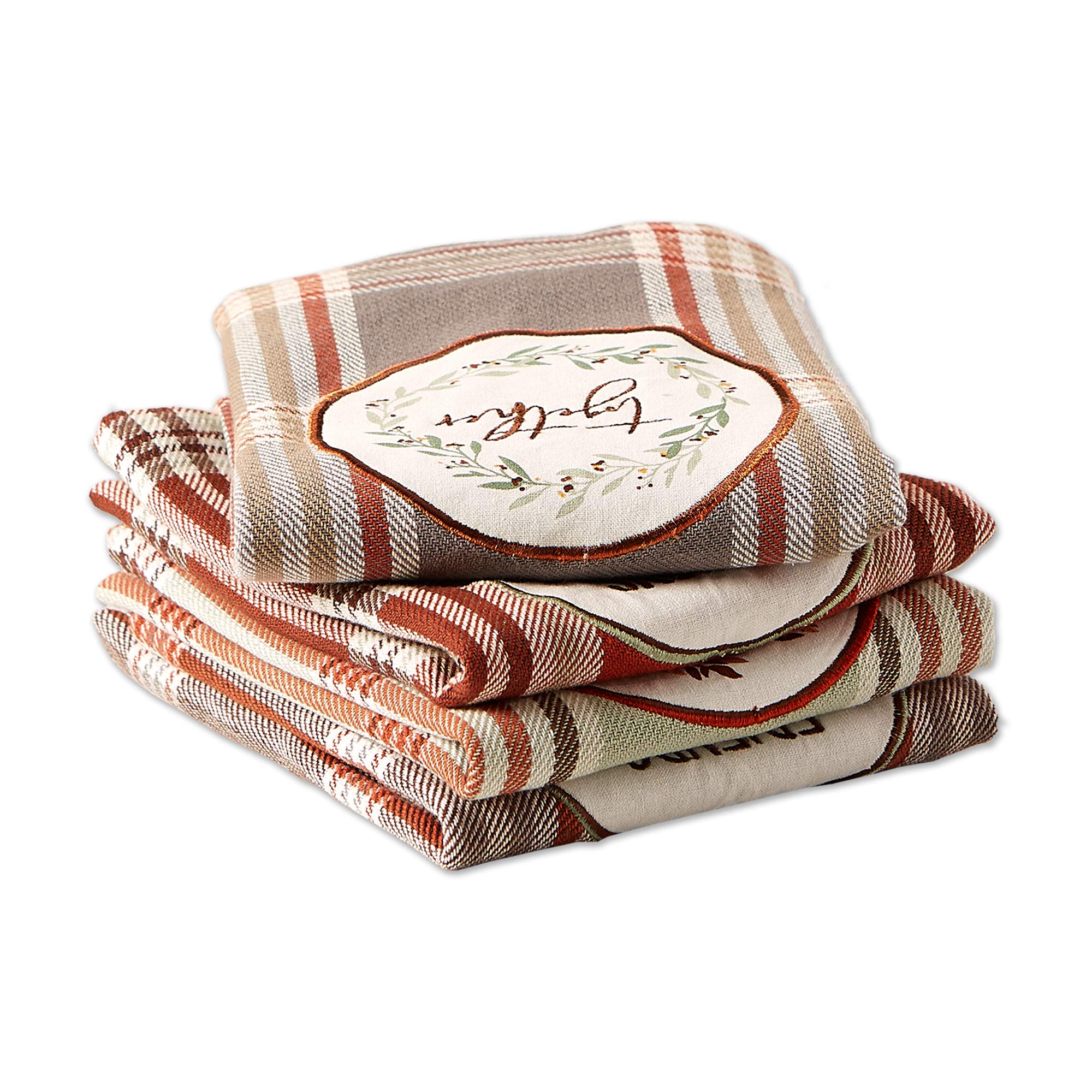 DII Thanksgiving Cozy Picnic  Plaid Dishtowel Set of 4