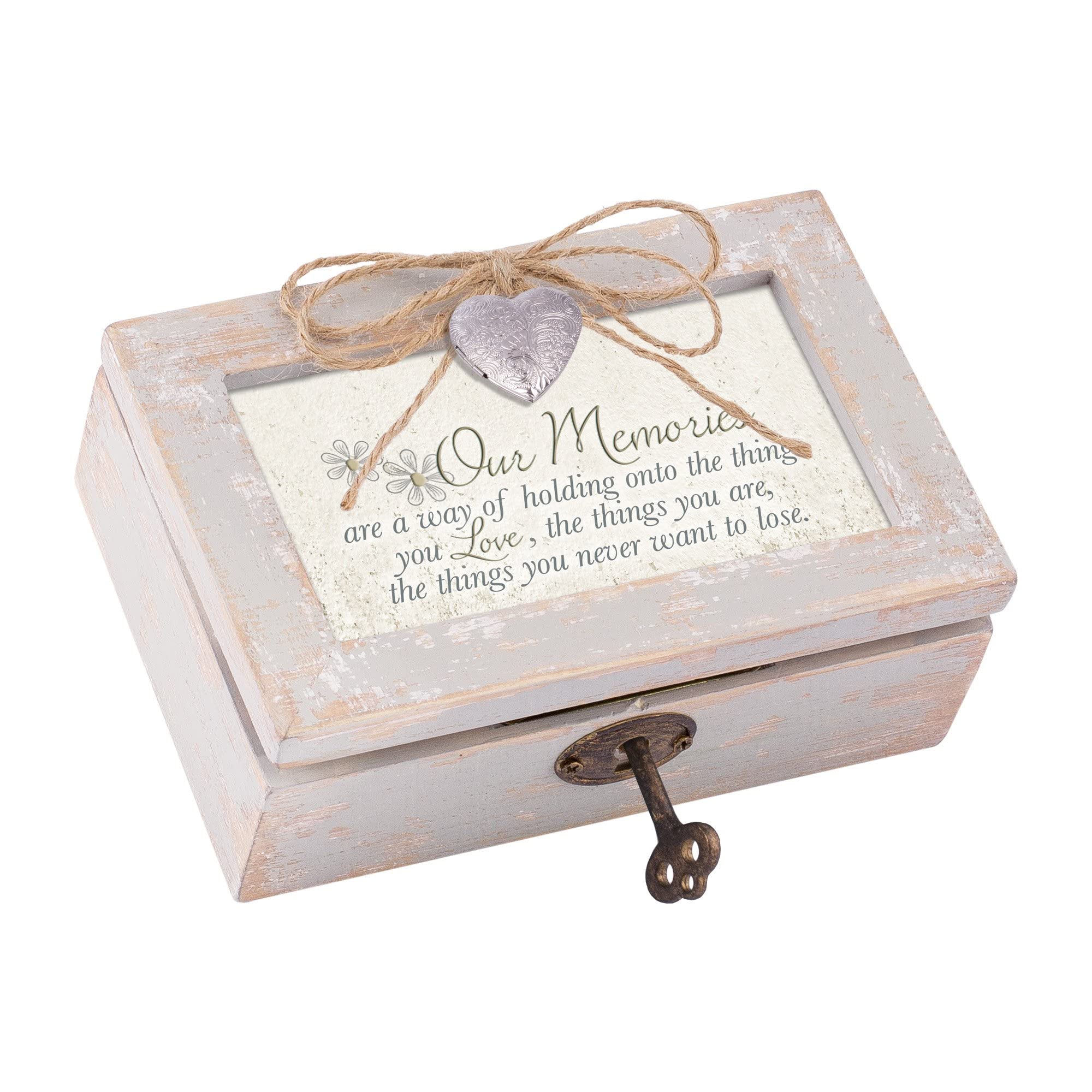 Cottage Garden Our Memories Holding On Petite Locket Distressed Natural Music Box Plays Wonderful World