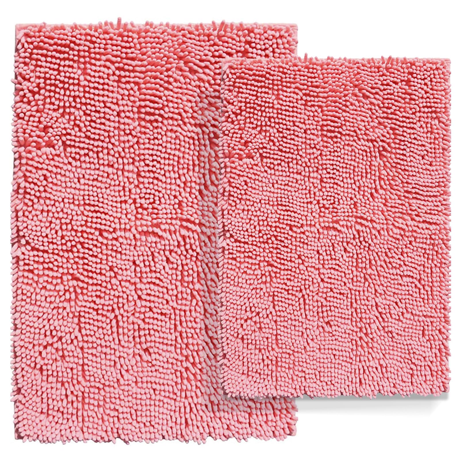 Run Helix Pink Bath Rug Set 2 Piece, Thick Soft Absorbent Chenille, Pvc Backing Quick Dry Microfiber Mats, Machine Washable Mats