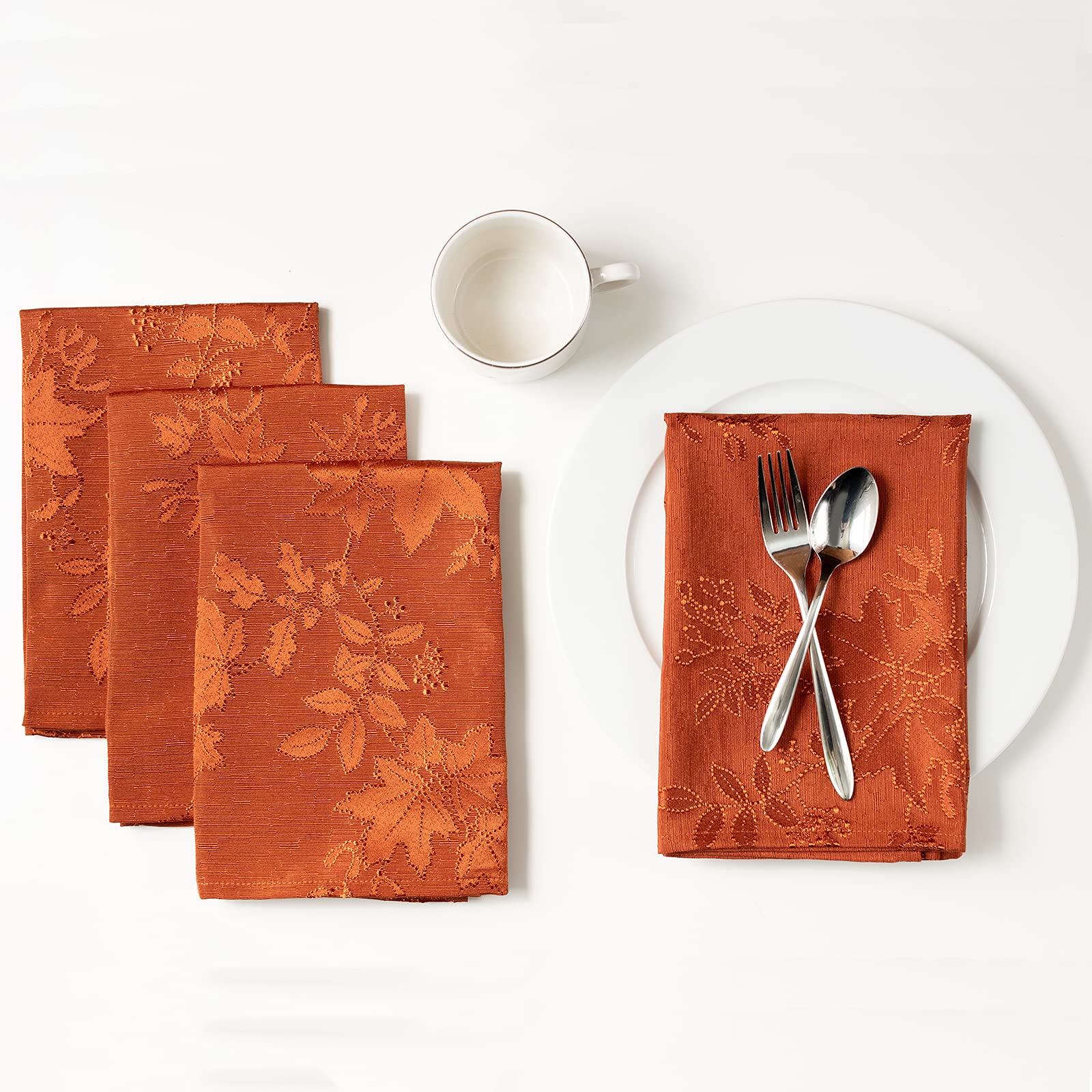 Benson Mills Tablecloth, Countryside Leaves Damask Fabric Tablecloth, Fall, Harvest & Thanksgiving Table Cloth(Rust/Burnt Orange