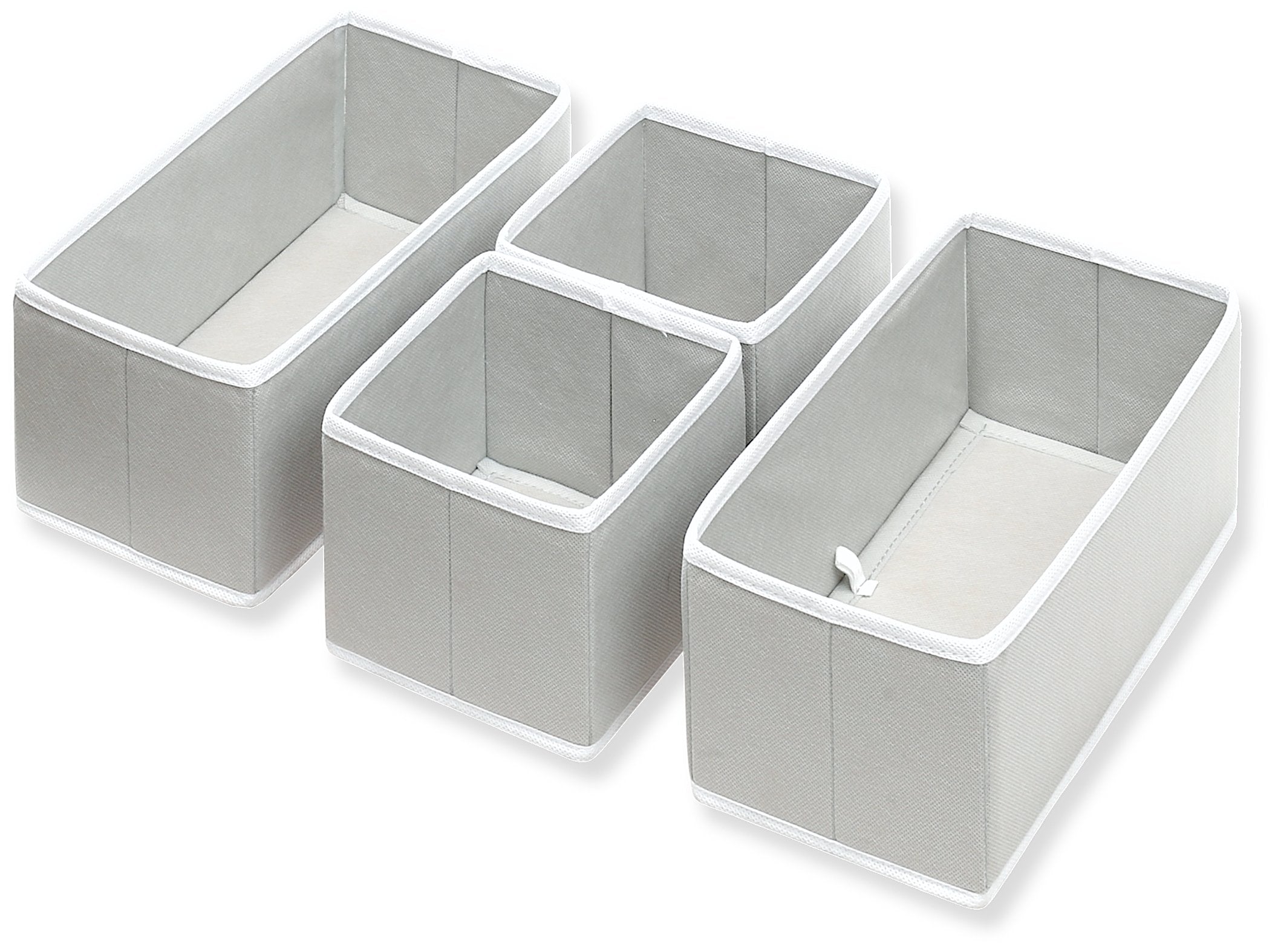 Simple Houseware Foldable Cloth Storage Box Closet Dresser Drawer Divider Organizer Basket Bins for Underwear Bras, Gray (Set of