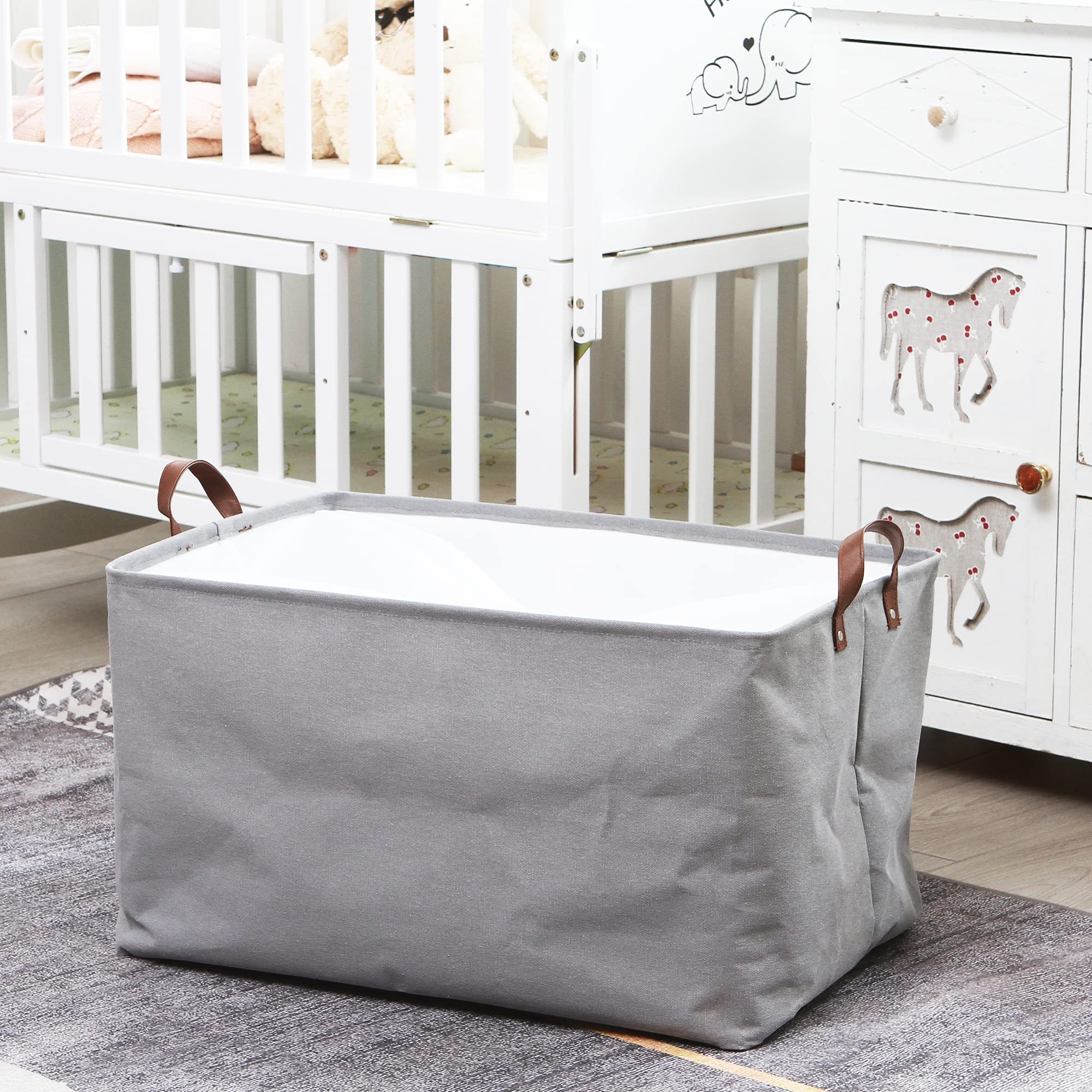 Hinwo 70L Extra Large Storage Bins, Closet Organizers and Storage, Foldable Clothes Storage Baskets with Handles, Containers for