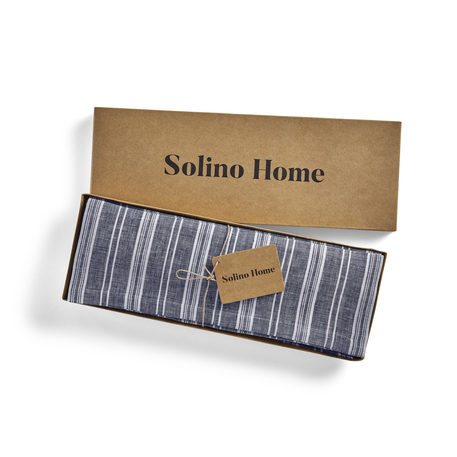 Solino Home Stripe Linen Placemats 19'' L X 14'' W Inch - 100% Pure Linen Navy And White Cloth Placemats Set Of 4 - Chelsea Stri