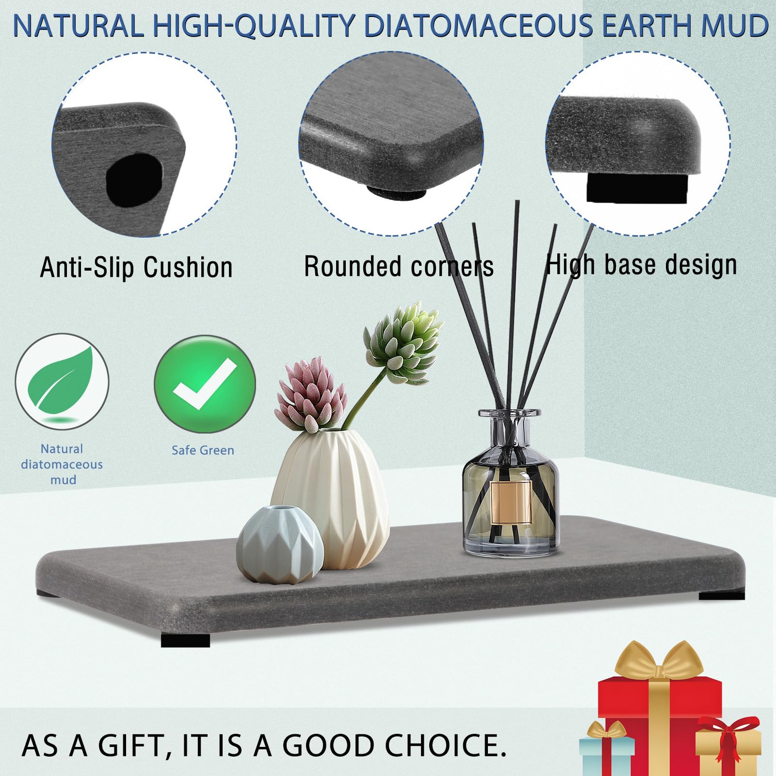 4Pcs Water Absorbing Stone Tray, Quick Drying Diatomite Stone Sink Tray, Water Absorbent Diatomite Coasters Used For Hand Soap D