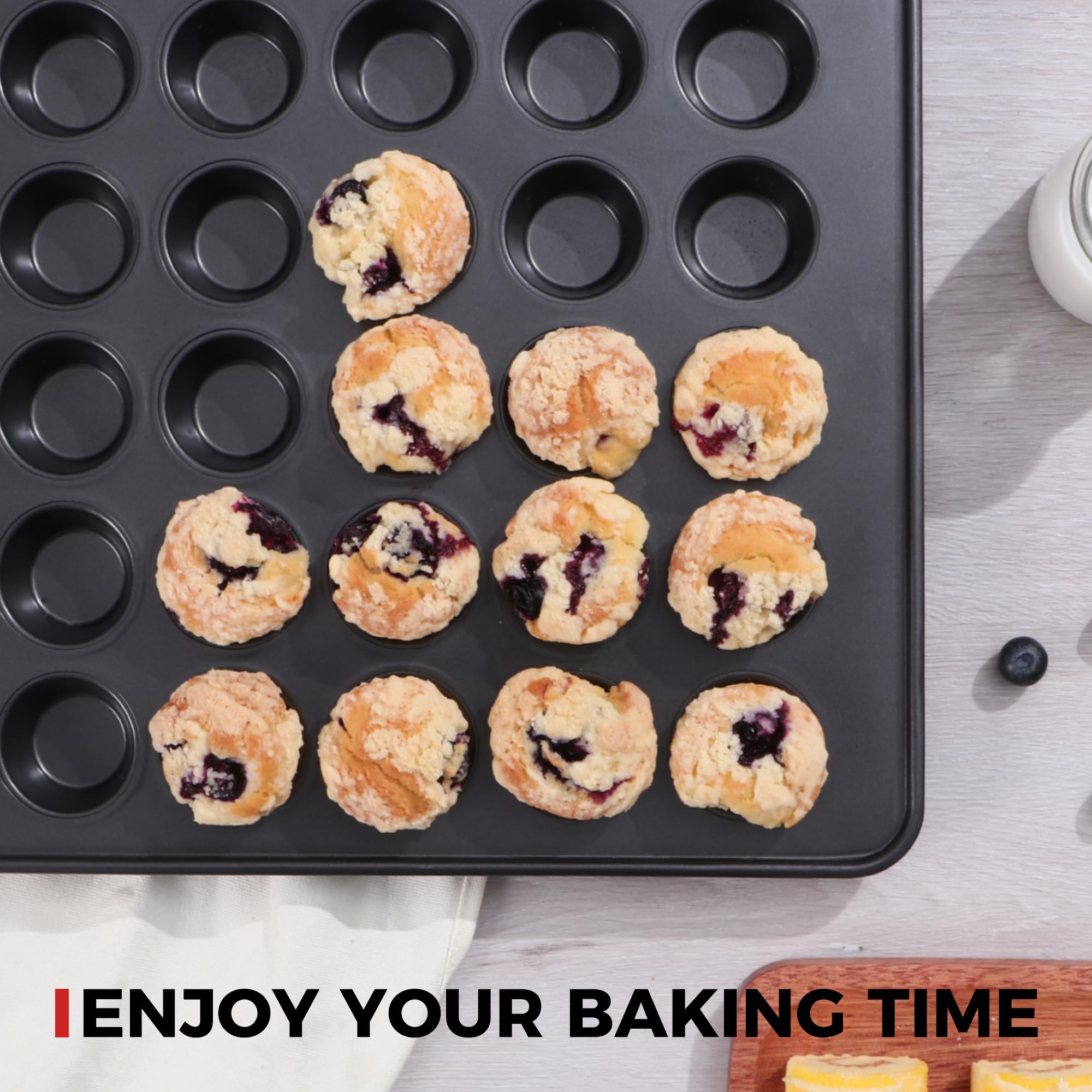 Hongbake 48 Cup Mini Muffin Pan, Small Cupcake Pan, Premium Nonstick Muffin Tin For Baking Cheesecake, Dishwasher Safe And Heavy