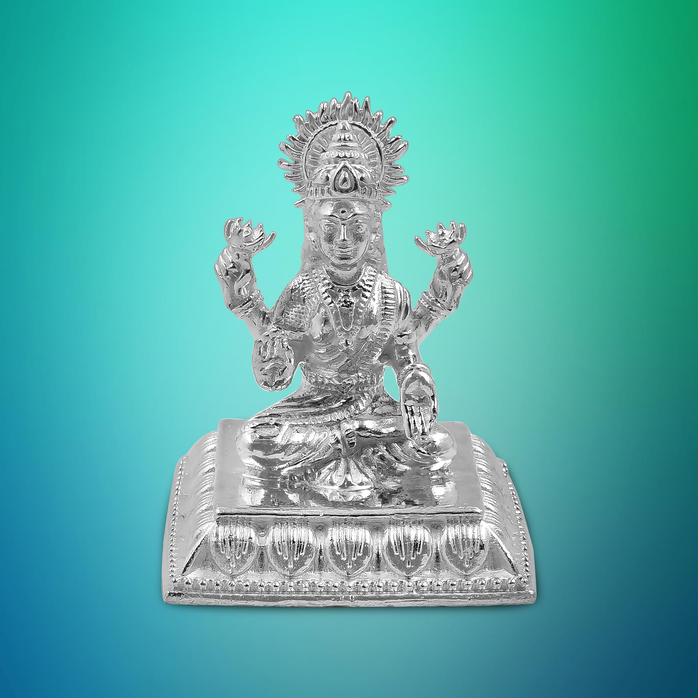 Maa Silver Pure Silver Laxmi Lakshmi Ji Bis Hallmarked Solid Idol/Murti With Square Paat Perfect For Gifting & Pooja Use (925 Pu