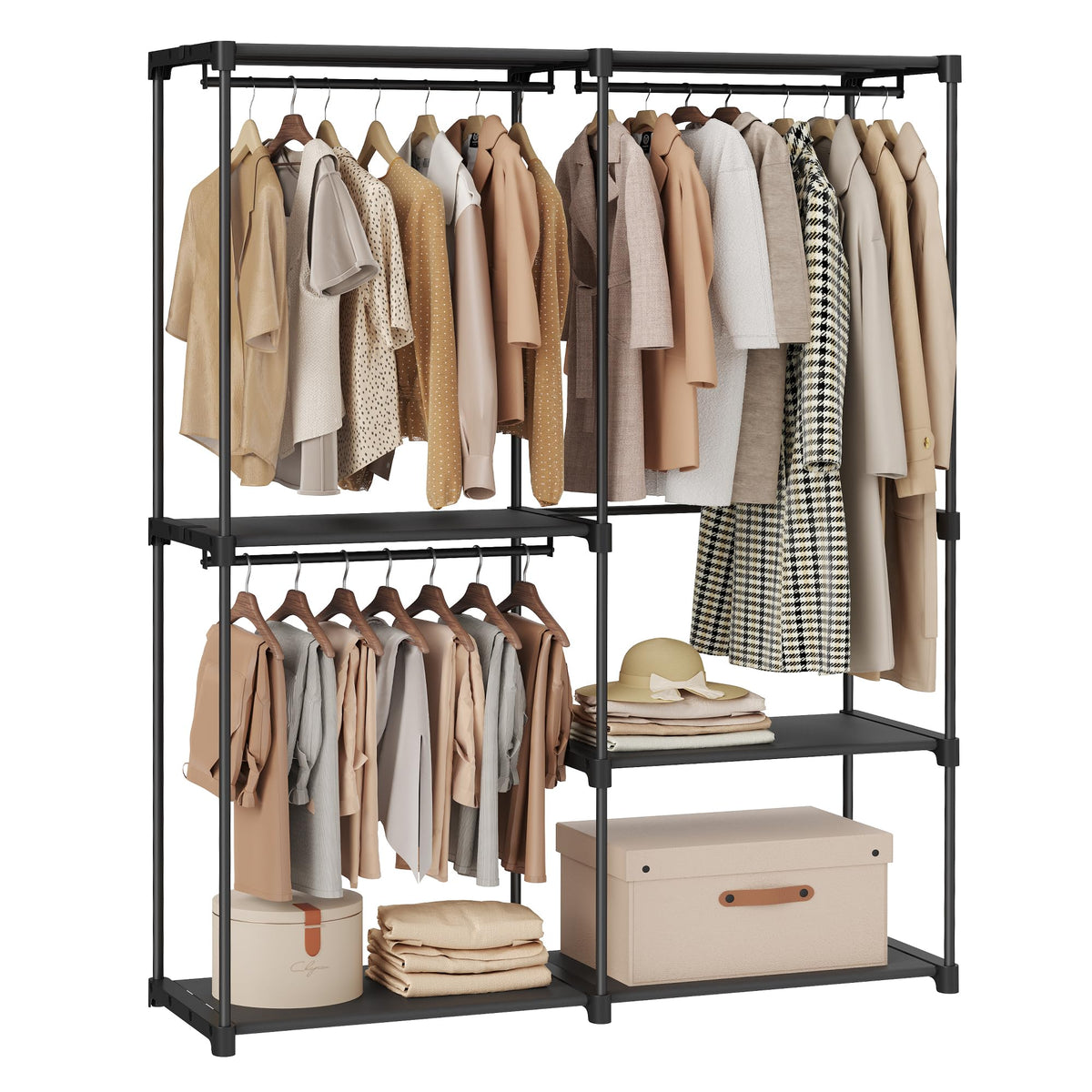 Songmics Portable Closet, Freestanding Closet Organizer, Clothes Rack With Shelves, Hanging Rods, Storage Organizer, For Cloakro