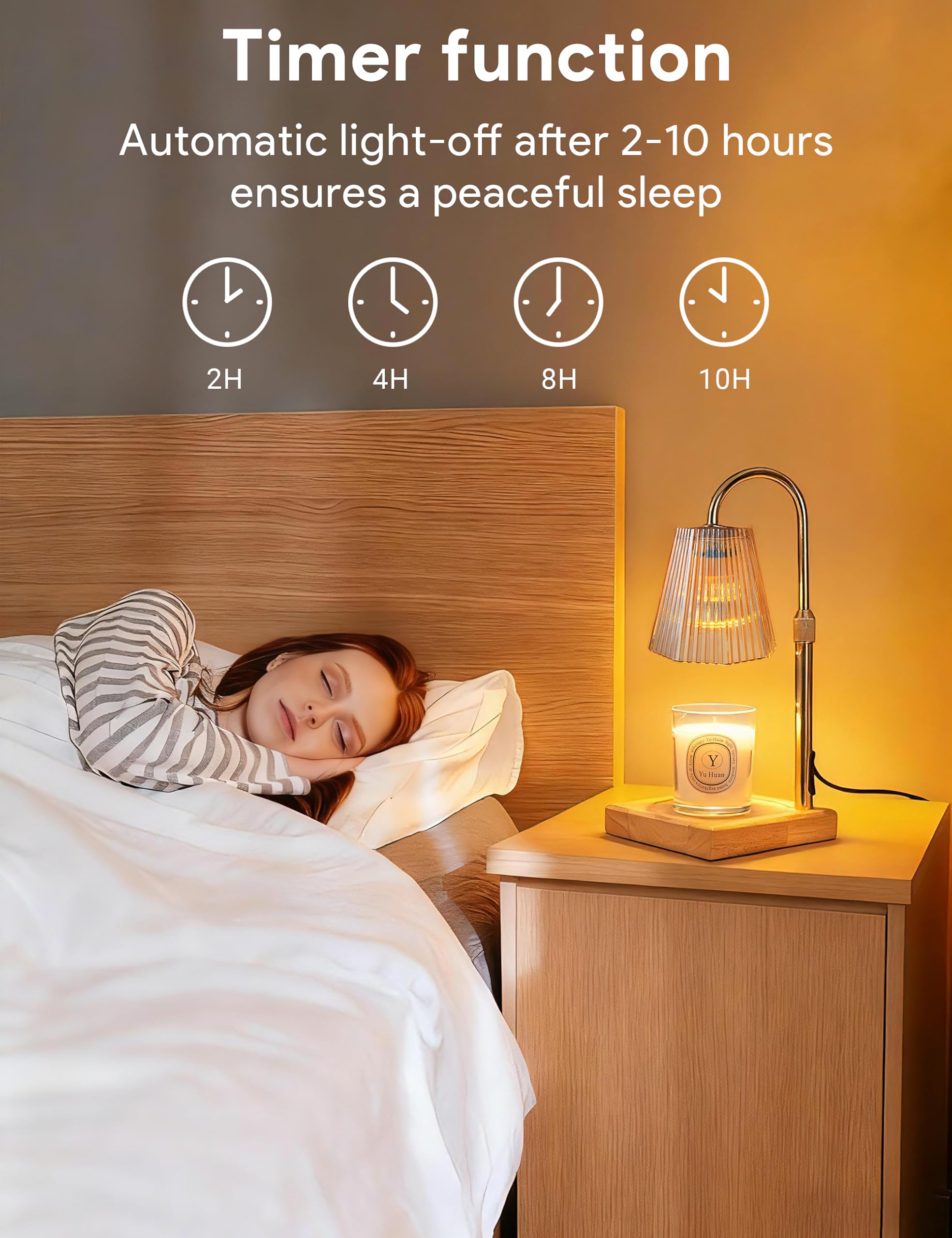 Allanmen Candle Warmer Lamp with Timer, Dimmable Candle Warmer for Home Decor, Birthday Gifts for Women, Adjustable Height Wax M