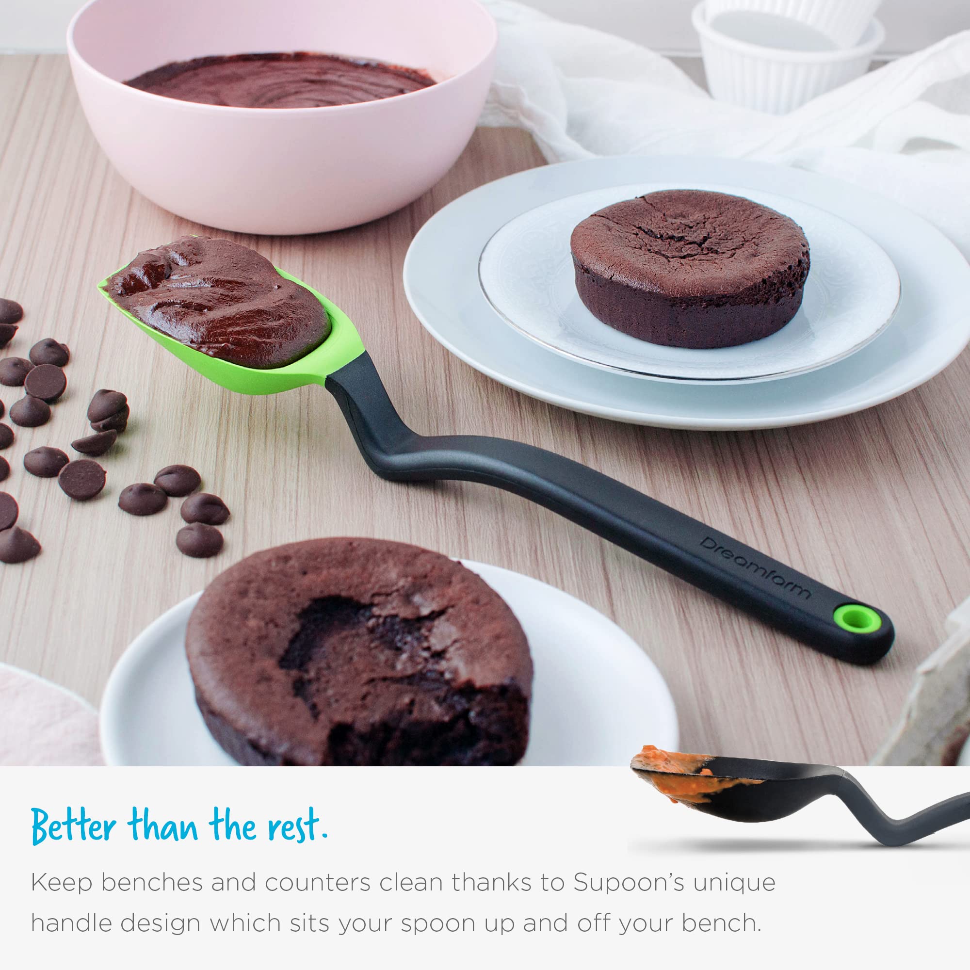 Dreamfarm Supoon | Non-Stick Silicone Sit Up Scraping & Cooking Spoon With Measuring Lines | Yellow