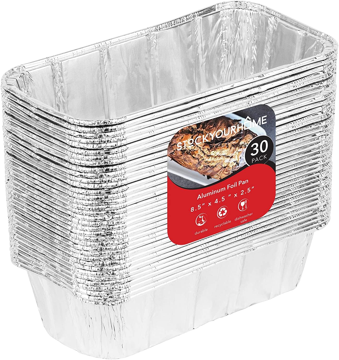 Aluminum Pans Bread Loaf Pans (30 Pack) 8X4 Aluminum Loaf Pan - 2 Lb Bread Tins, Standard Size, Compatible With Roadpro 12 Volt