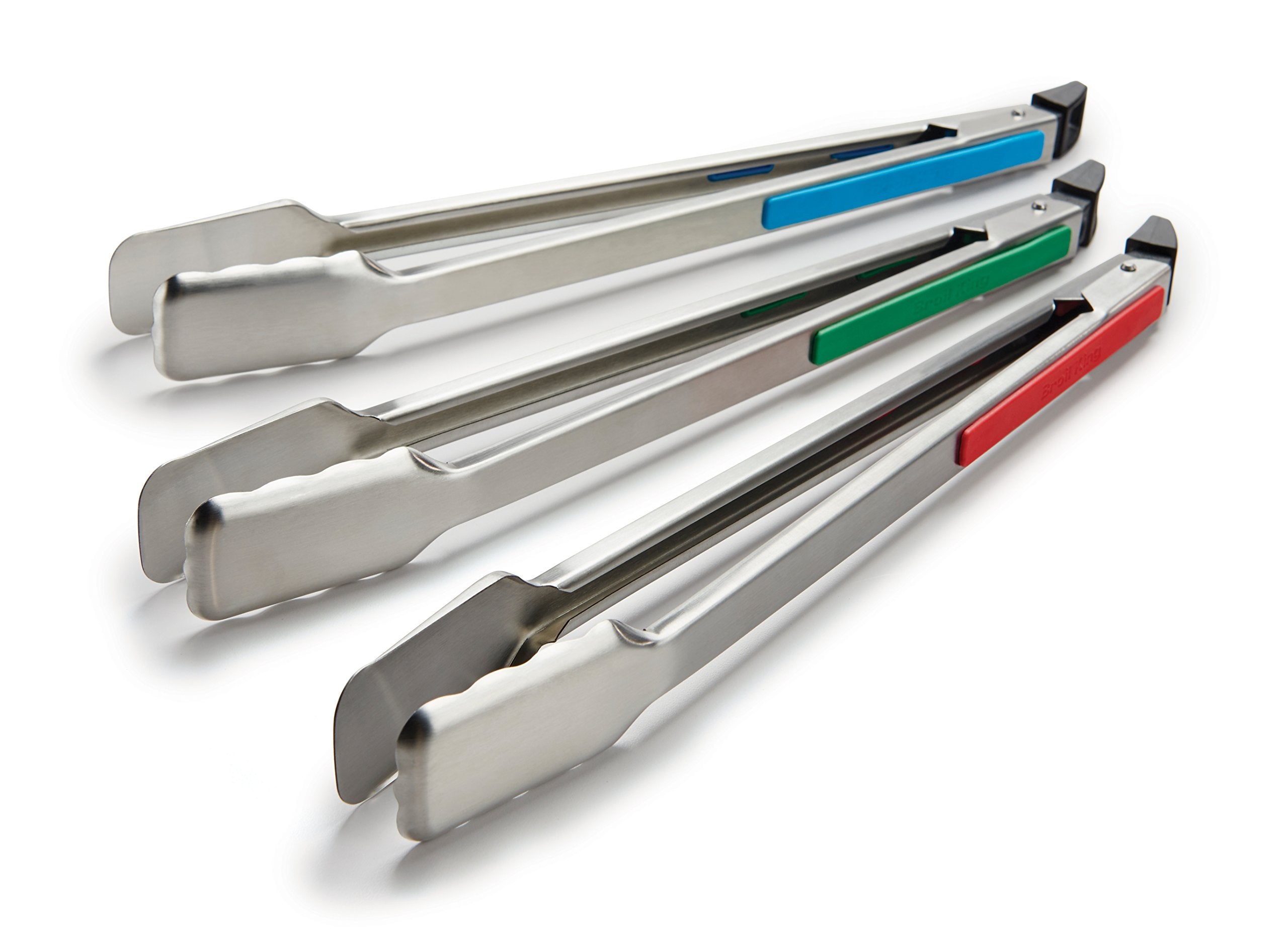 Broil King 64312 3-Pack Color-Coded Baron Grill Tong Set, One Size, Blue,Green,Red