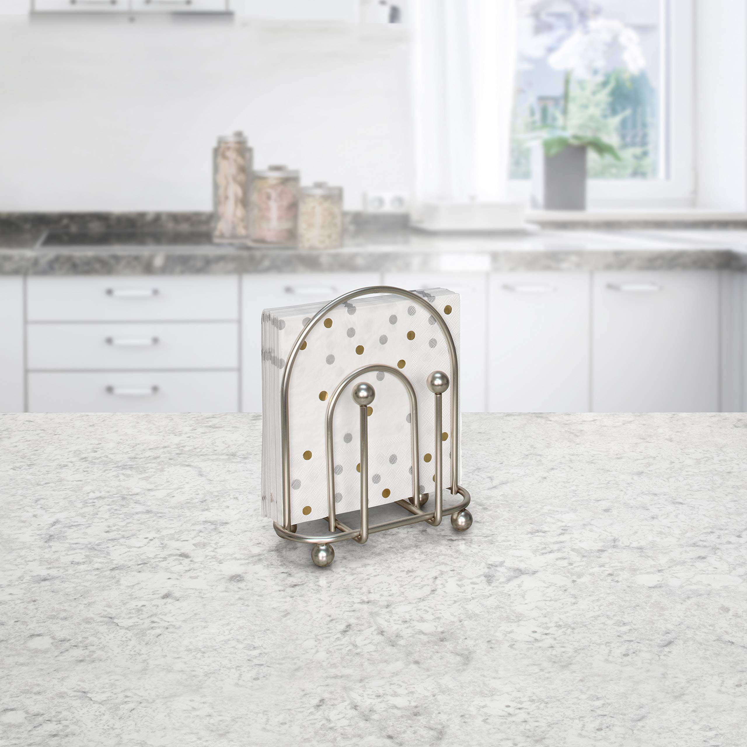Spectrum Pantry Works Arch Vertical Napkin Holder, Satin Nickel Steel, Medium Size, Model 40878, Contemporary Design for Kitchen Organization