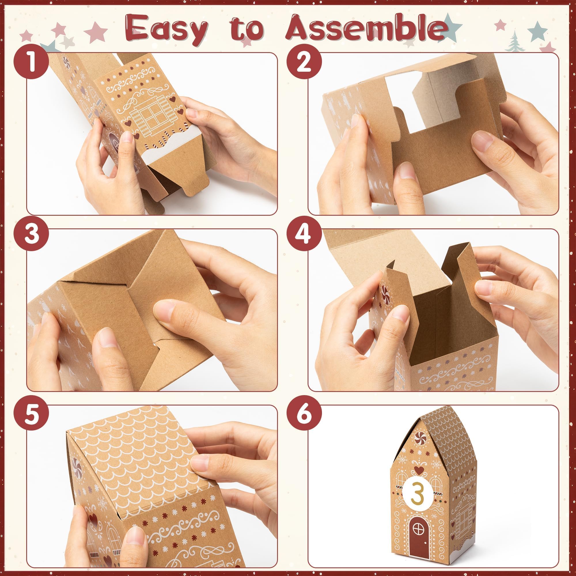 AsodSway Christmas Advent Calendar Boxes - 28P Christmas Candies Treats Boxes Empty Advent Calendar Boxes to Fill 24 Days Xmas A