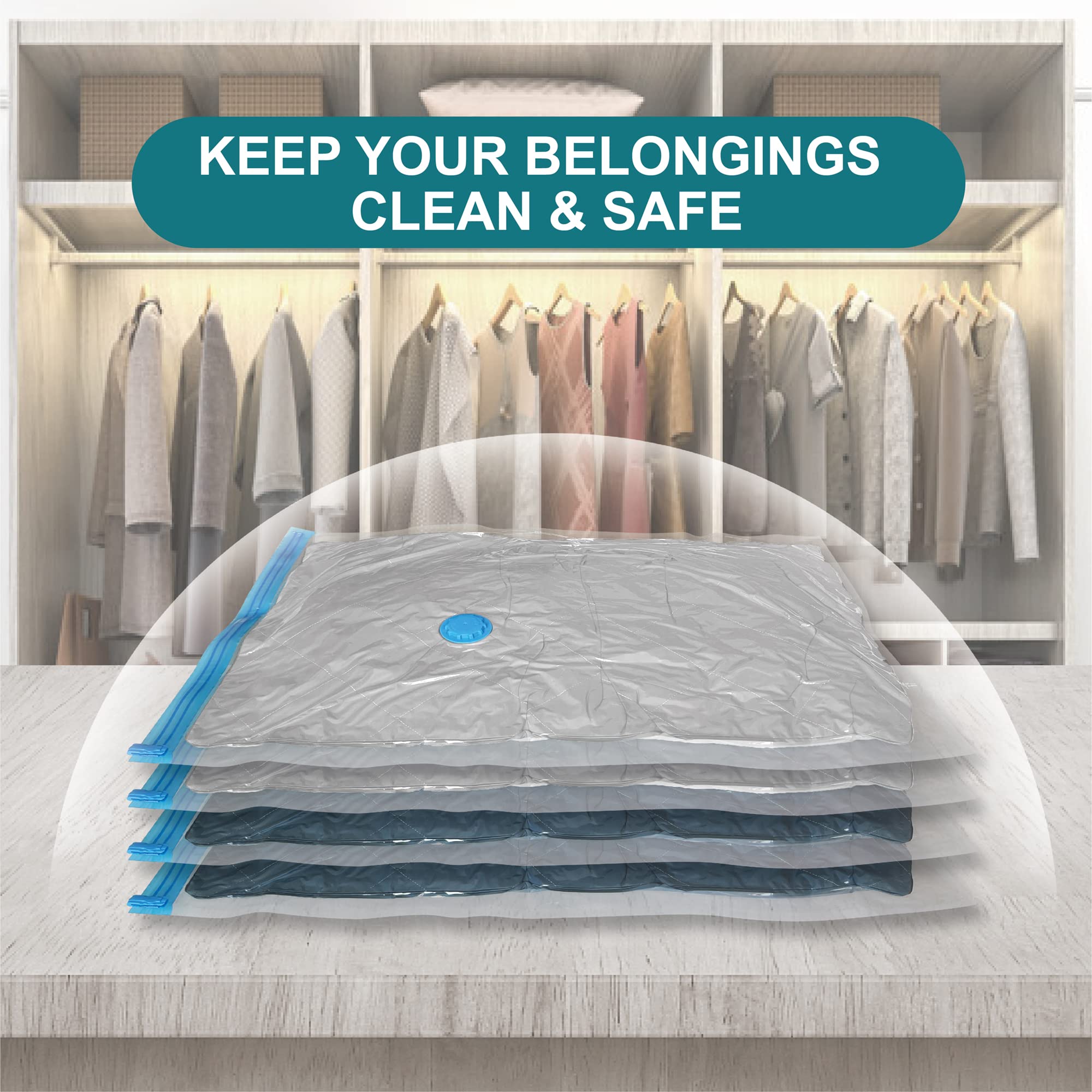 RoomiPro Space Saver Vacuum Storage Bags  8 Large Vacuum Sealer Bags with Pump  Storage Vacuum Sealed Bags for Clothing  Comforters  Blanket Storage  Bedding