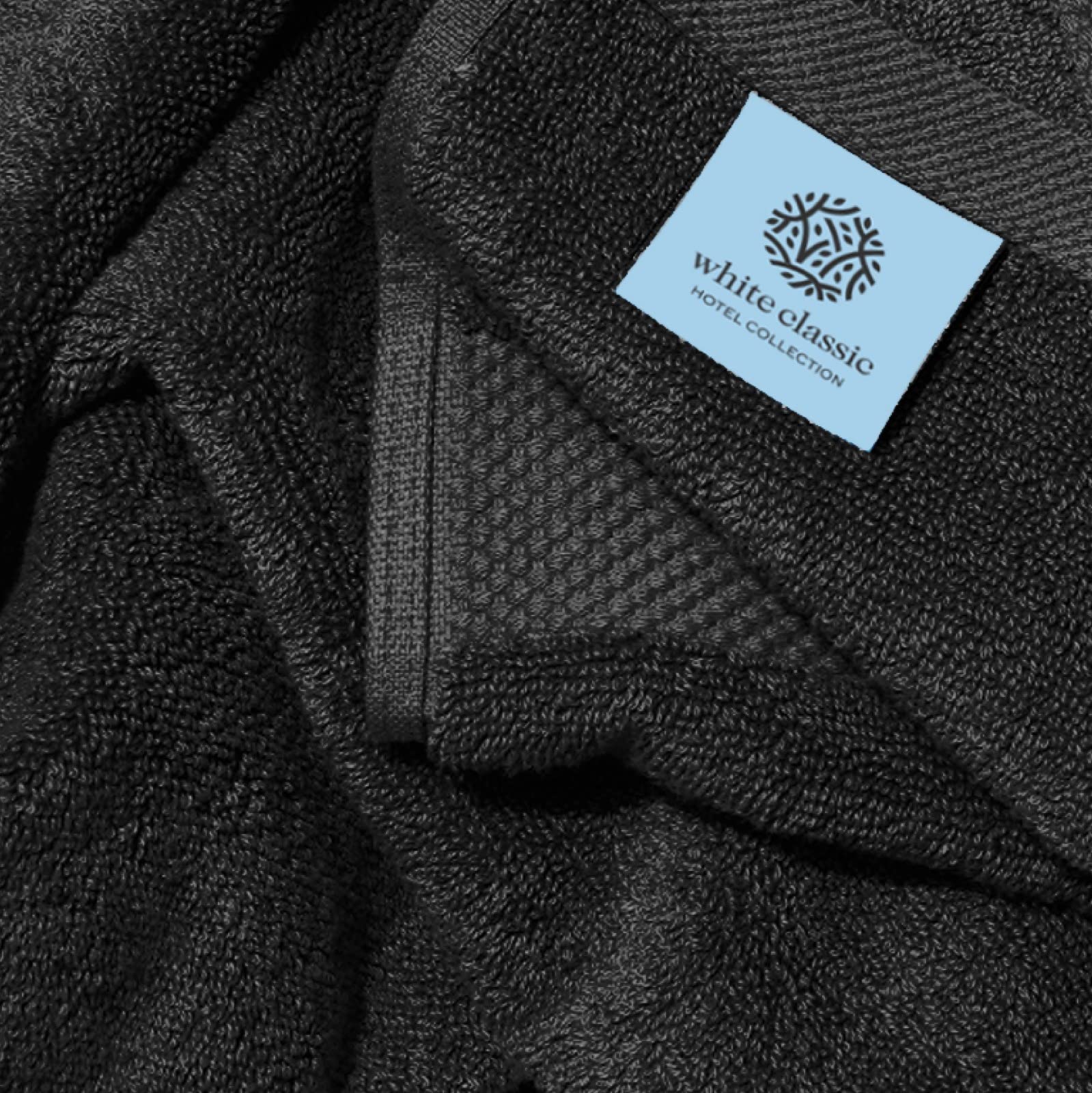 White Classic Luxury Black Bath Towels Extra Large | 100% Soft Cotton 700 GSM Thick 2Ply Absorbent Quick Dry Hotel Bathroom Towel for Home  Gym  Pool | 27x54 Inch | Black | Set of 4