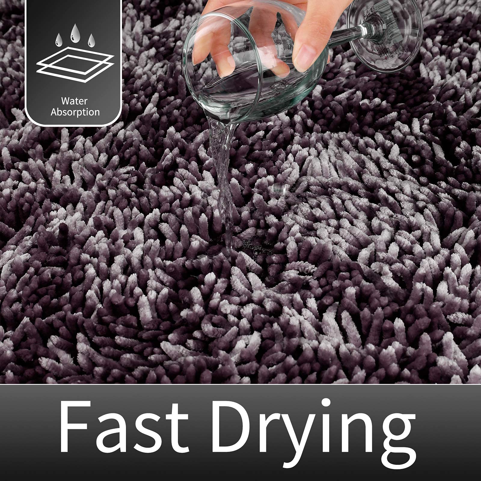 Yimobra Bathroom Rugs Non Slip, Bath Mats Super Absorbent Chenille Bath Shaggy Mats, Plush Carpets Mat For Kids Tub, Shower, Bat