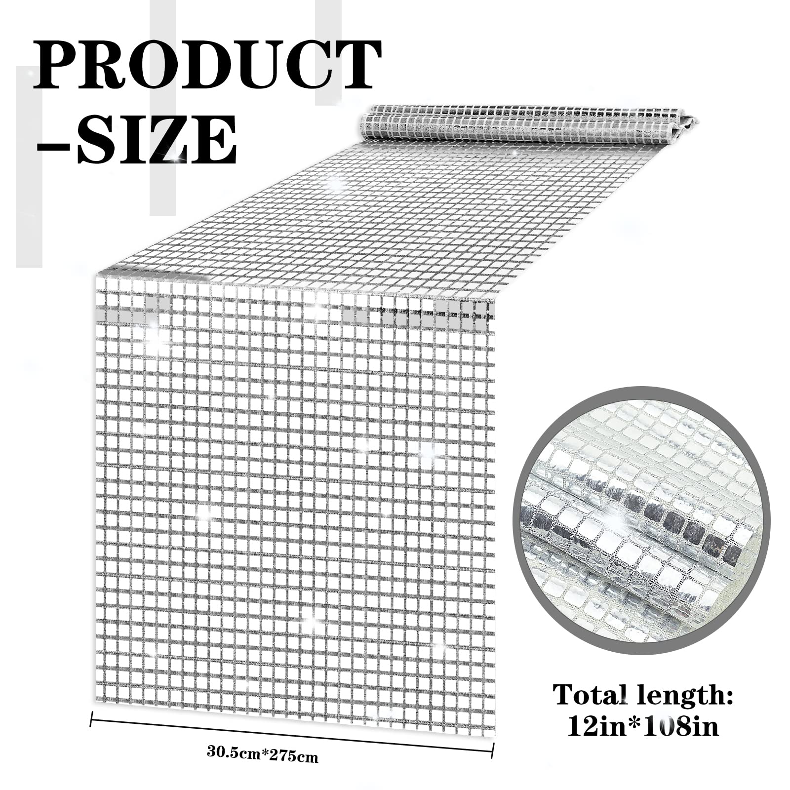12 X 108 Inches Glitter Disco Party Table Runner Retro 70S 80S Theme Birthday Party Decorations Sequin Silver Bachelorette Party