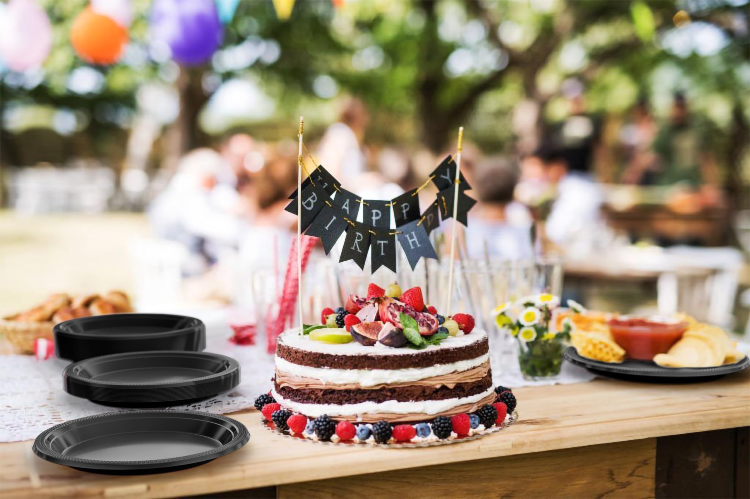 Exquisite Black Plastic Plates For Party 10 Black Disposable Plates For Party Supplies 100 Pcs Disposable Dinner Plate Heavy D