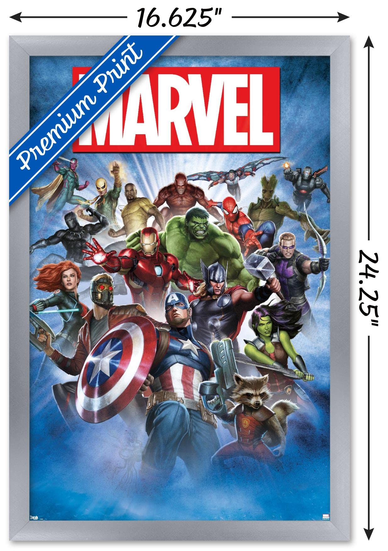 Trends International Marvel Comics - Group Shot Wall Poster, 14.725'' X 22.375'', Silver Framed Version