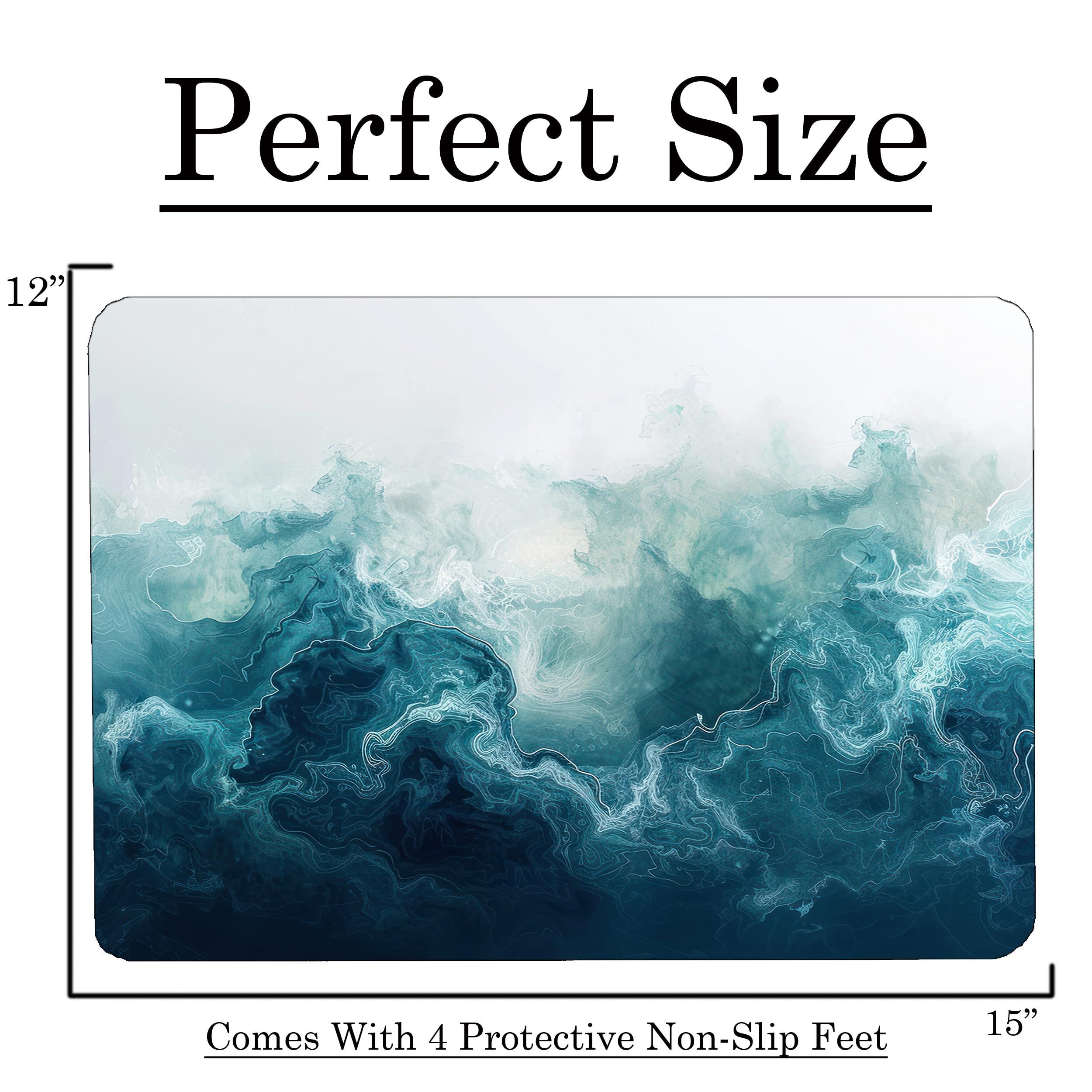 Dark Blue Marble Kitchen Glass Cutting Board Ocean Decorative Gift Marbled Granite Stone Rock Gift For Her Mom Wife (Deep Blue W