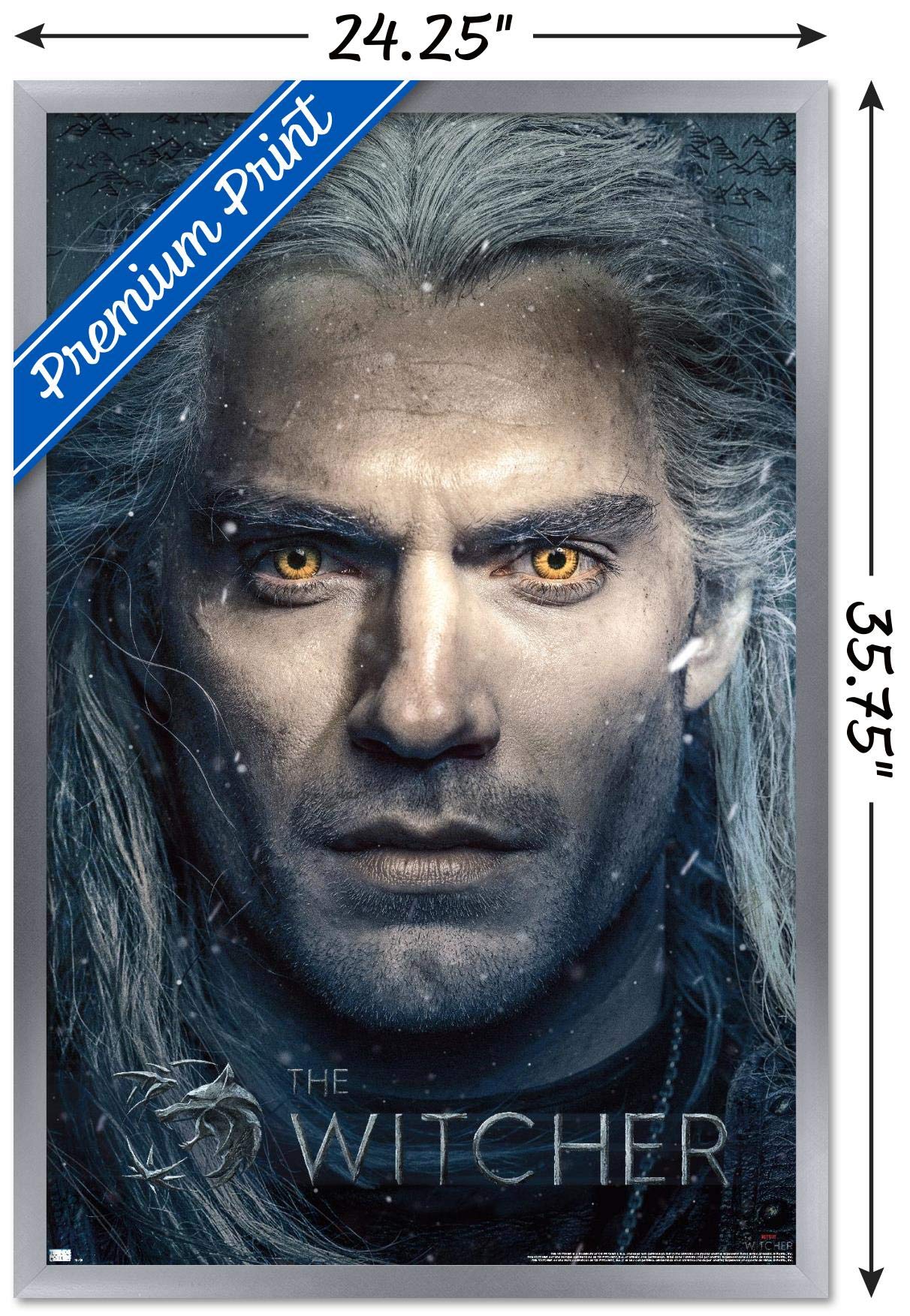 Trends International Netflix The Witcher - Closeup Wall Poster, 22.375'' X 34'', Silver Framed Version