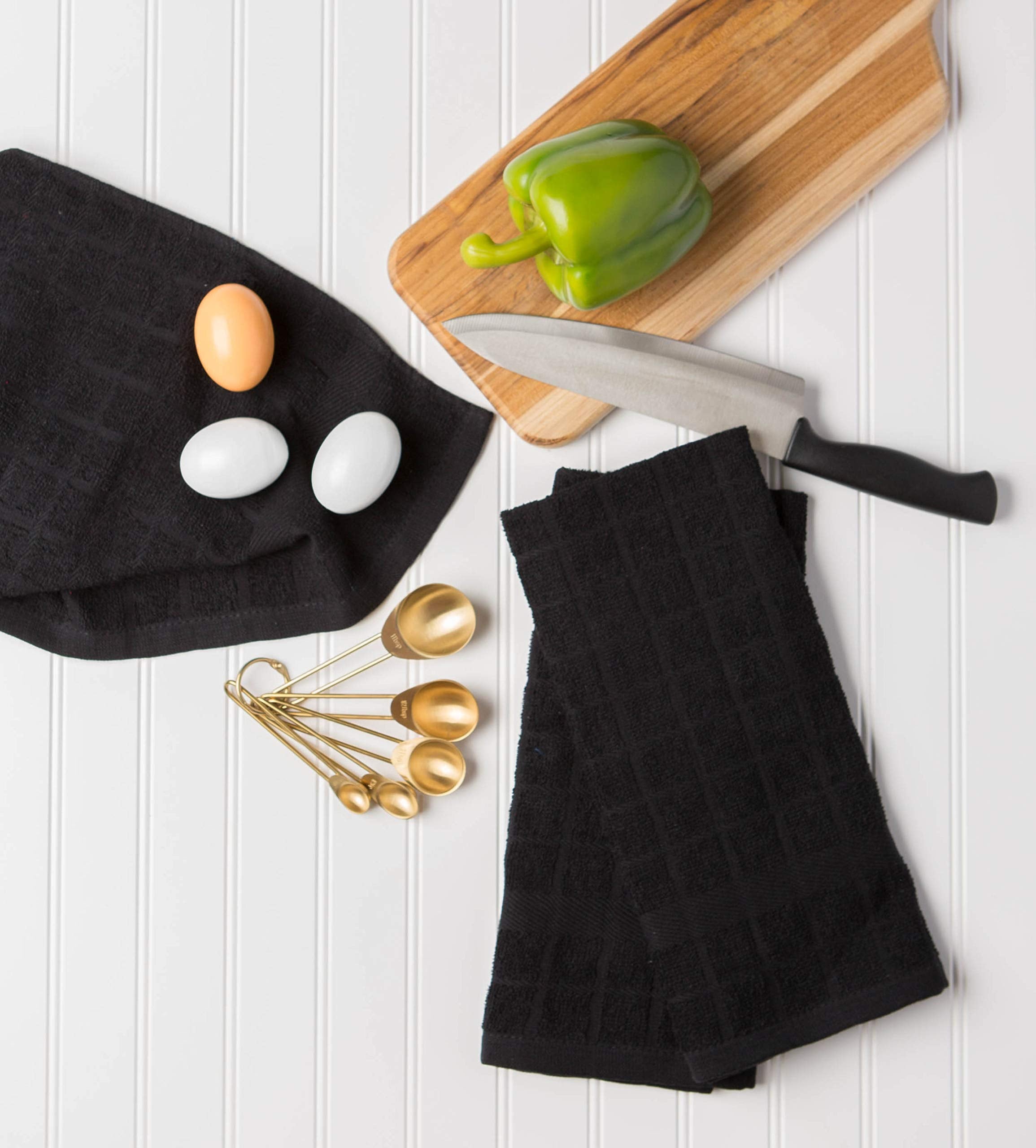 DII Solid Black Windowpane Terry Dishtowel (Set of 4)