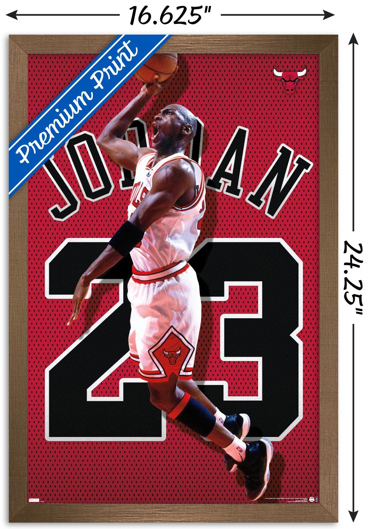 Trends International Michael Jordan - Jersey Wall Poster, 14.725'' X 22.375'', Bronze Framed Version