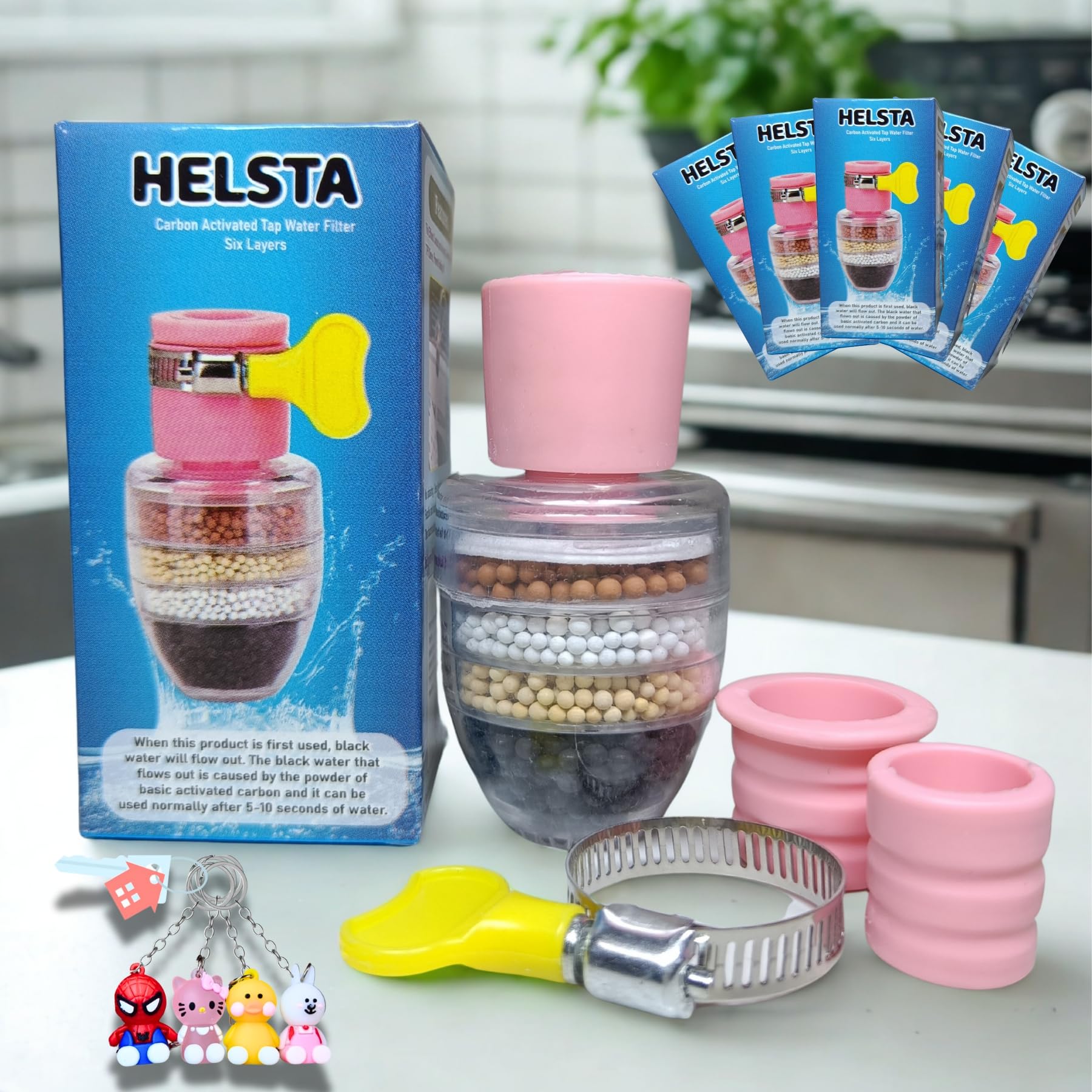 Helsta Pack Of 5 Activated Carbon Multilayer Tap Water Filters Universal Adjustable Interface Five Layers Help To Remove Dust Pa