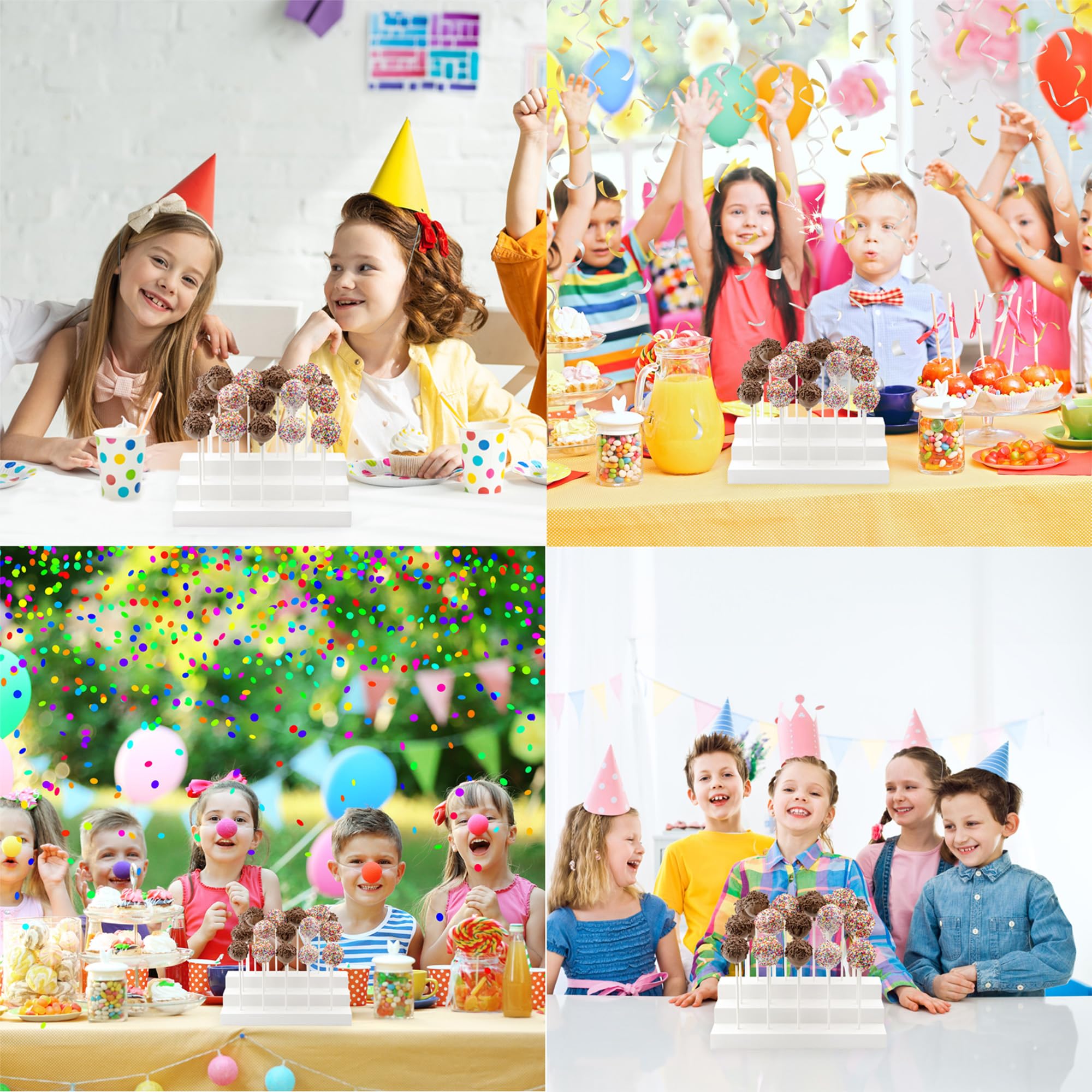 Darware Wooden Cake Pop Stand; Tiered Treat Holder (24-Hole, White)