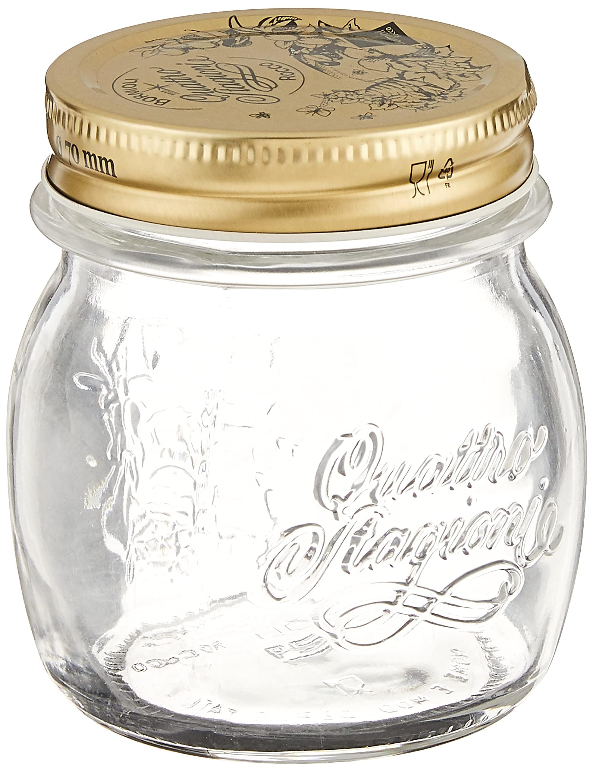 Bormioli Rocco Quattro Stagioni Clear Airtight Mason Jar, 8.5 Oz. Made from Food Safe Durable Glass, Made in Italy.