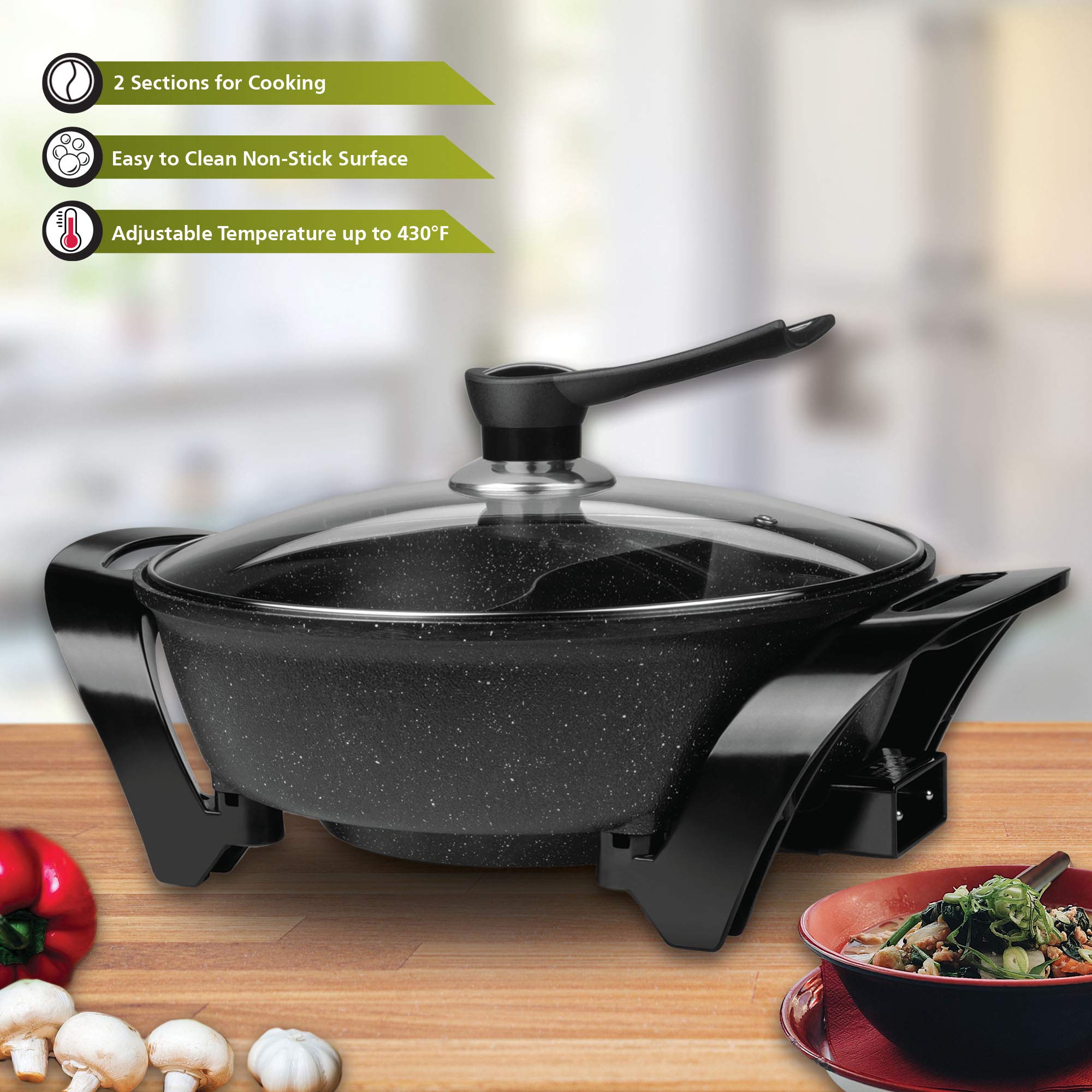 Brentwood Sk-72Bk Hot Pot, 17''X12.5''X9'', Black