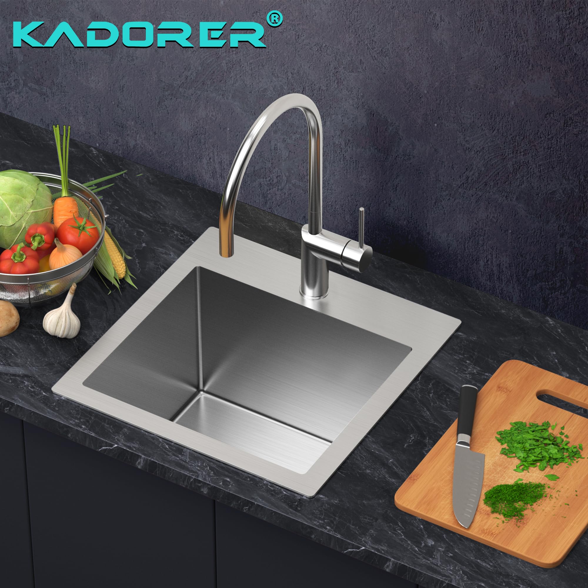 15 X 15 Inch Drop In Kitchen Bar Sink, Stainless Steel Single Bowl Topmount Bar Prep Sink Small Kitchen Sink With Basket Straine