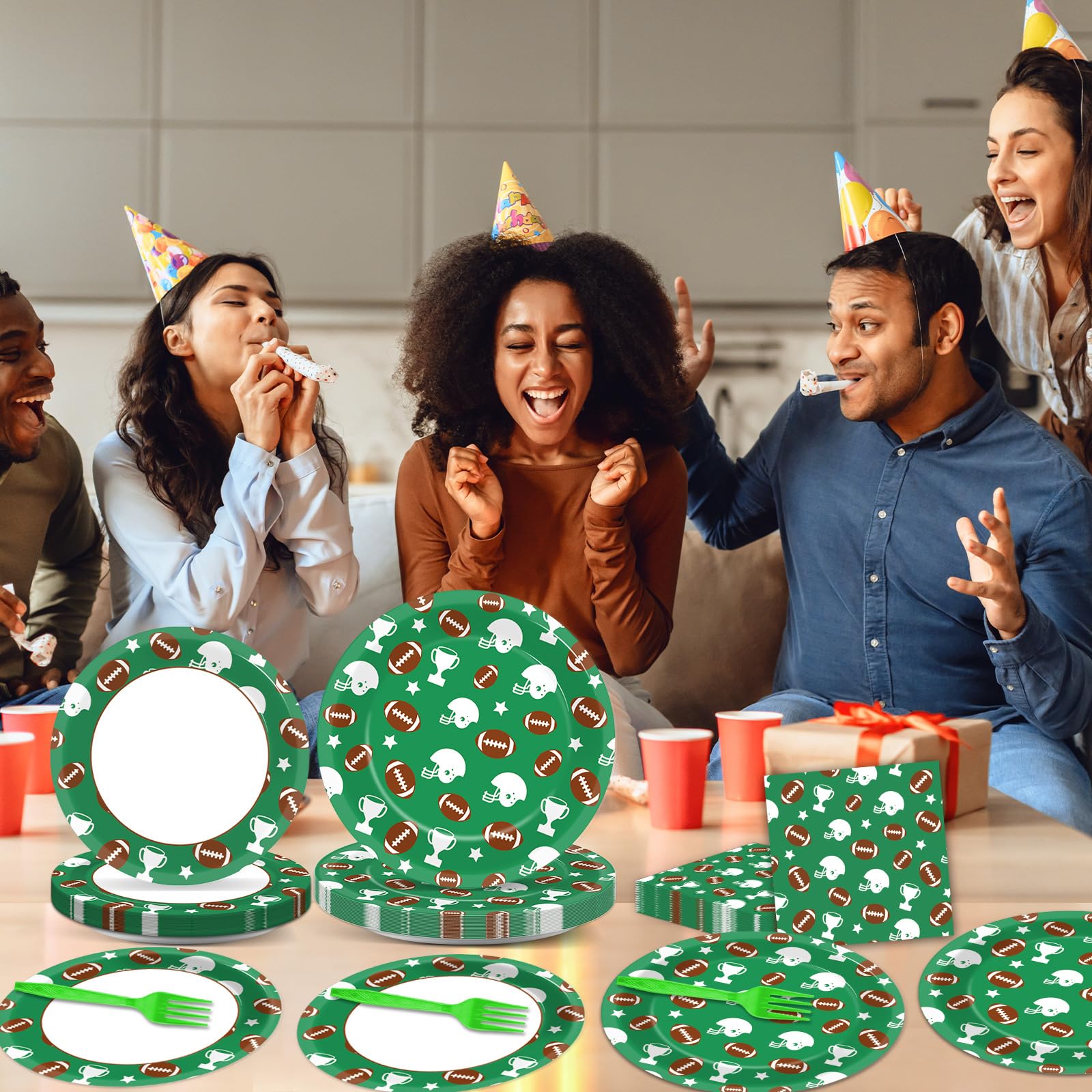 100 Pcs Football Party Plates And Napkins Set Football Birthday Party Decorations Sports Party Supplies Football Tableware Footb