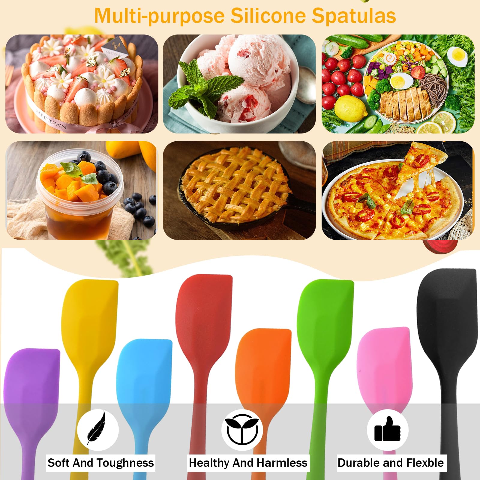 Llmsix 8 Pcs Small Spatulas 8.3 Inch Mini Silicone Spatula Heat-Resistant Small Mixing Spatula Non-Stick Mini Silicone Spatula F